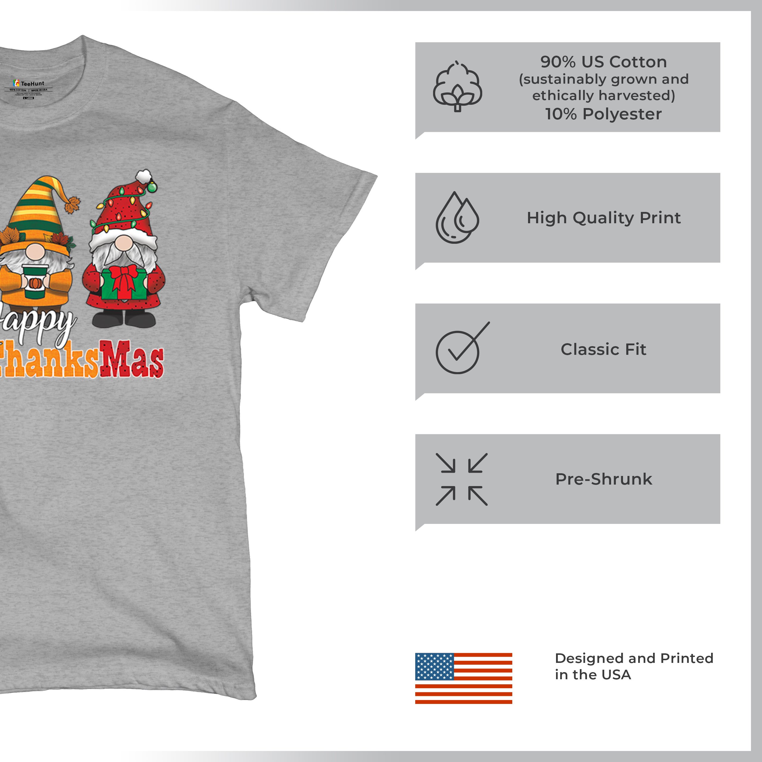 HallowThanksMas T-shirt Gnomes Halloween Thanksgiving Christmas Men's Tee - Picture 14 of 113