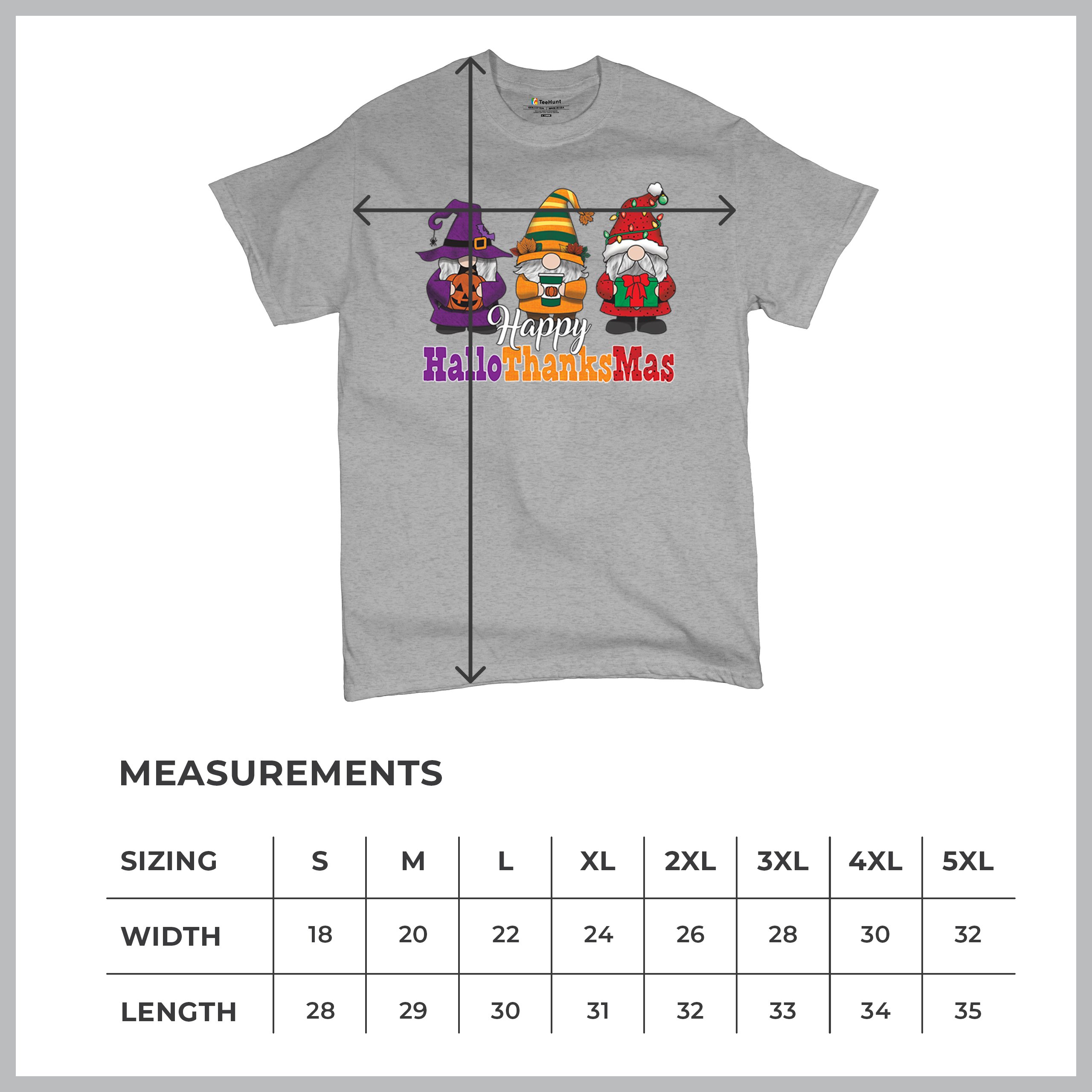 HallowThanksMas T-shirt Gnomes Halloween Thanksgiving Christmas Men's Tee - Picture 15 of 113