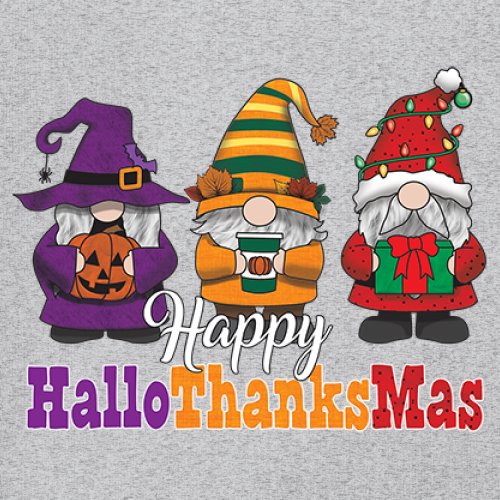 HallowThanksMas T-shirt Gnomes Halloween Thanksgiving Christmas Men's Tee - Picture 11 of 113