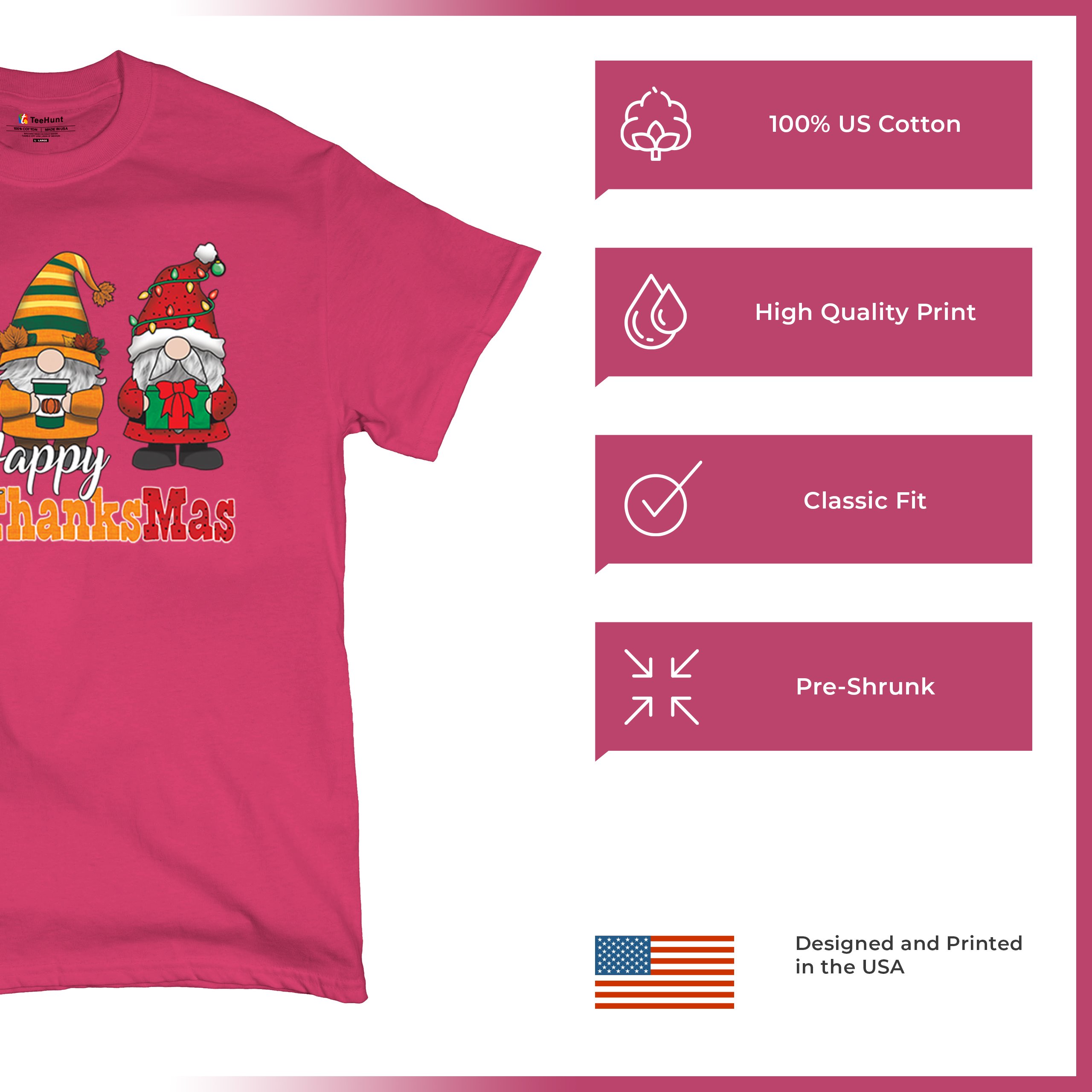 HallowThanksMas T-shirt Gnomes Halloween Thanksgiving Christmas Men's Tee - Picture 28 of 113