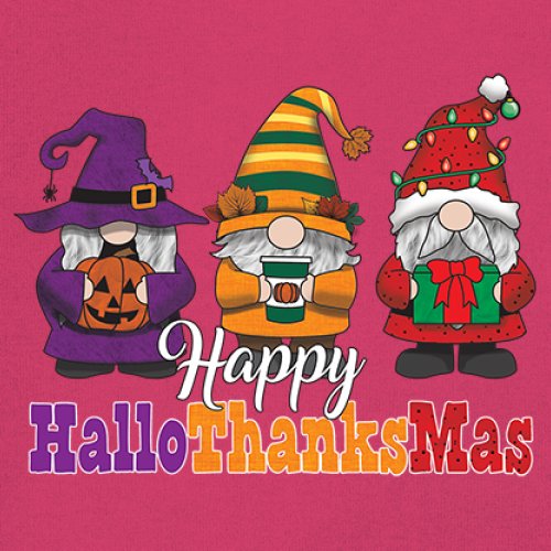 HallowThanksMas T-shirt Gnomes Halloween Thanksgiving Christmas Men's Tee - Picture 25 of 113