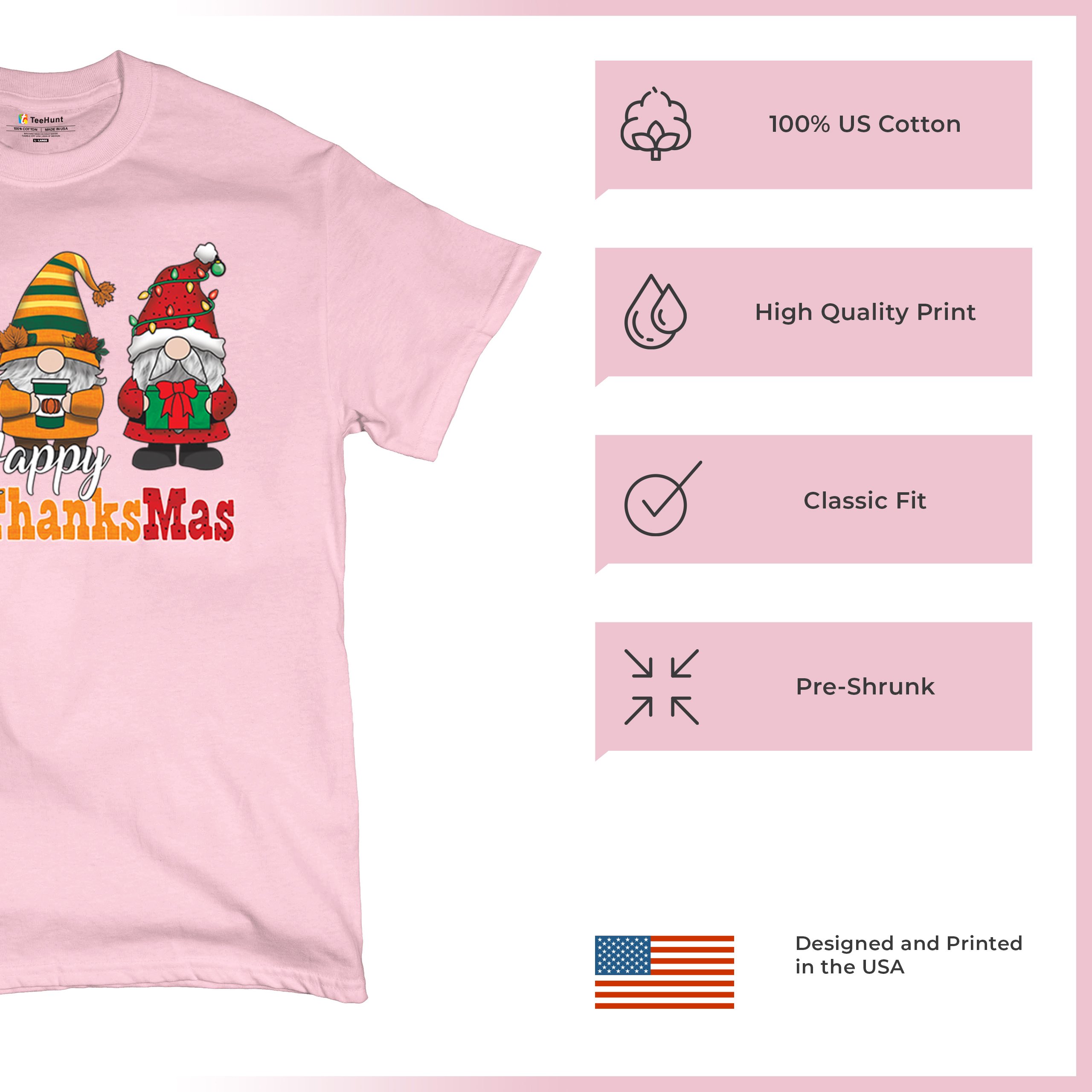 HallowThanksMas T-shirt Gnomes Halloween Thanksgiving Christmas Men's Tee - Picture 91 of 113