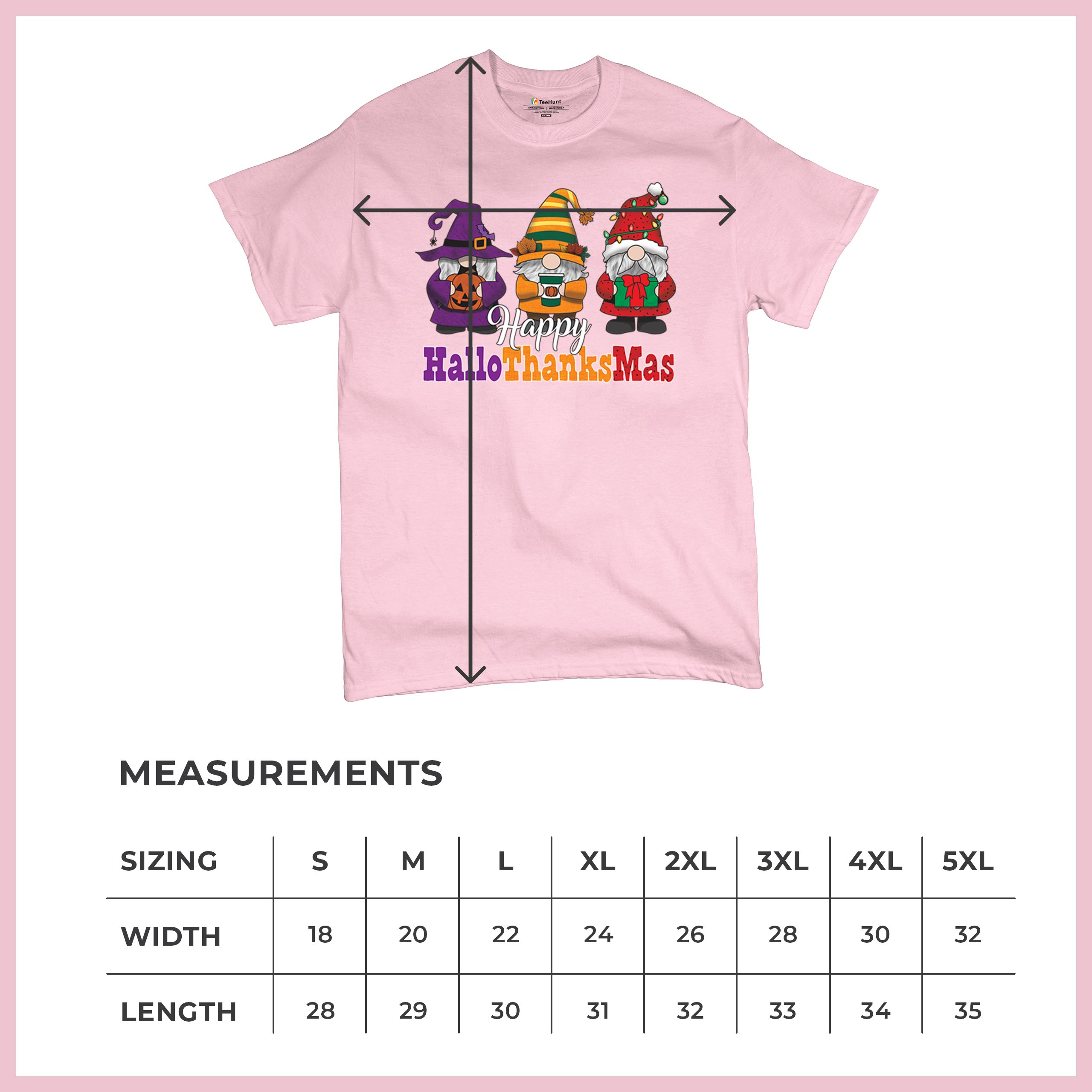 HallowThanksMas T-shirt Gnomes Halloween Thanksgiving Christmas Men's Tee - Picture 92 of 113