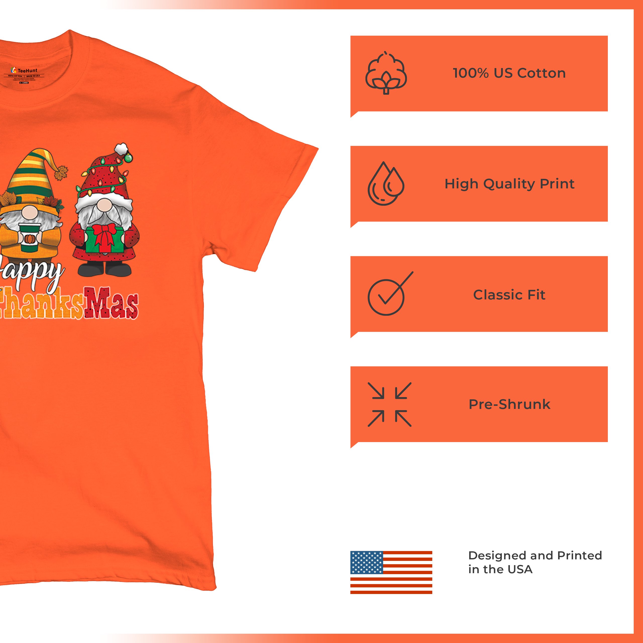 HallowThanksMas T-shirt Gnomes Halloween Thanksgiving Christmas Men's Tee - Picture 21 of 113