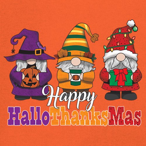 HallowThanksMas T-shirt Gnomes Halloween Thanksgiving Christmas Men's Tee - Picture 18 of 113