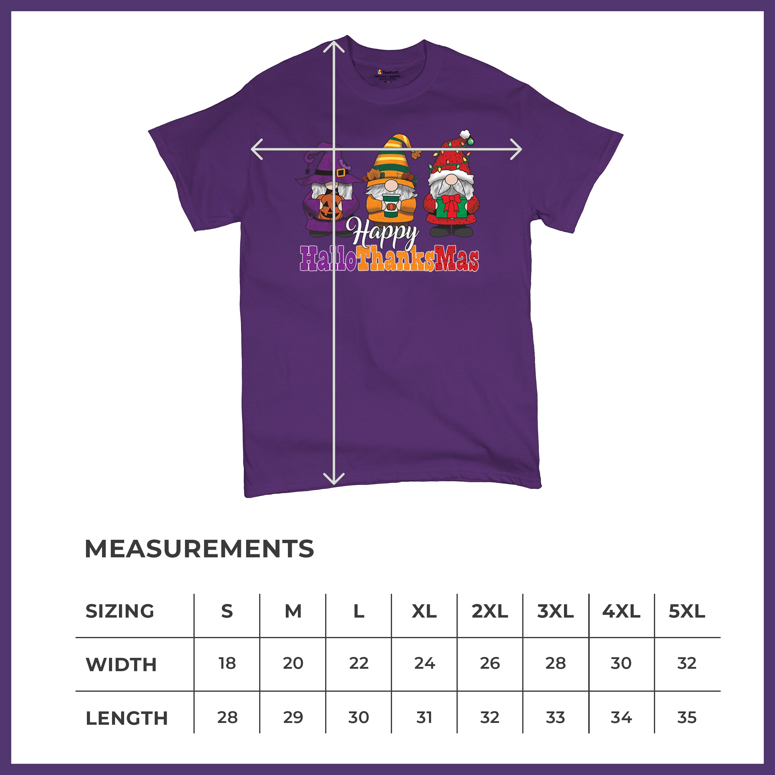 HallowThanksMas T-shirt Gnomes Halloween Thanksgiving Christmas Men's Tee - Picture 36 of 113