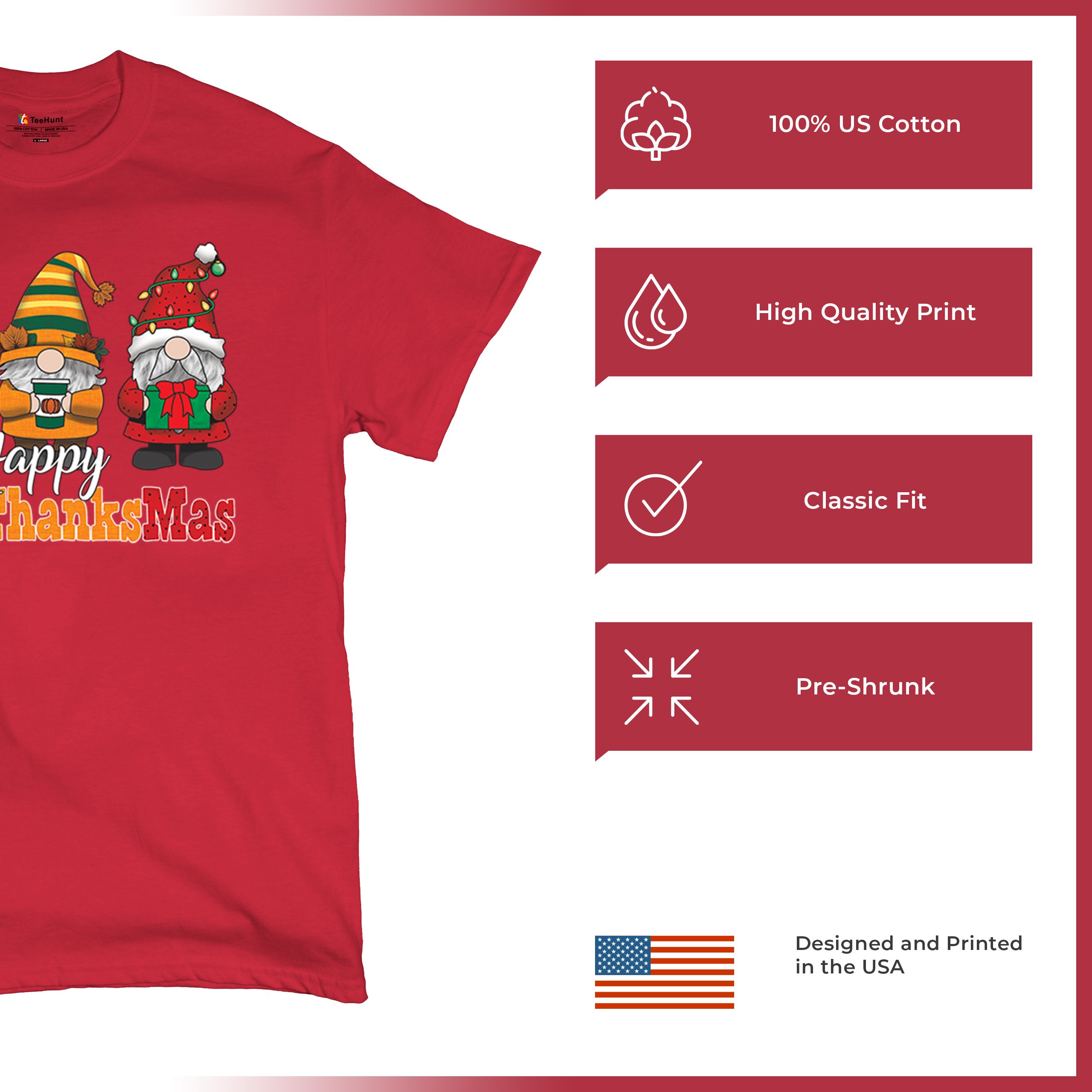 HallowThanksMas T-shirt Gnomes Halloween Thanksgiving Christmas Men's Tee - Picture 42 of 113