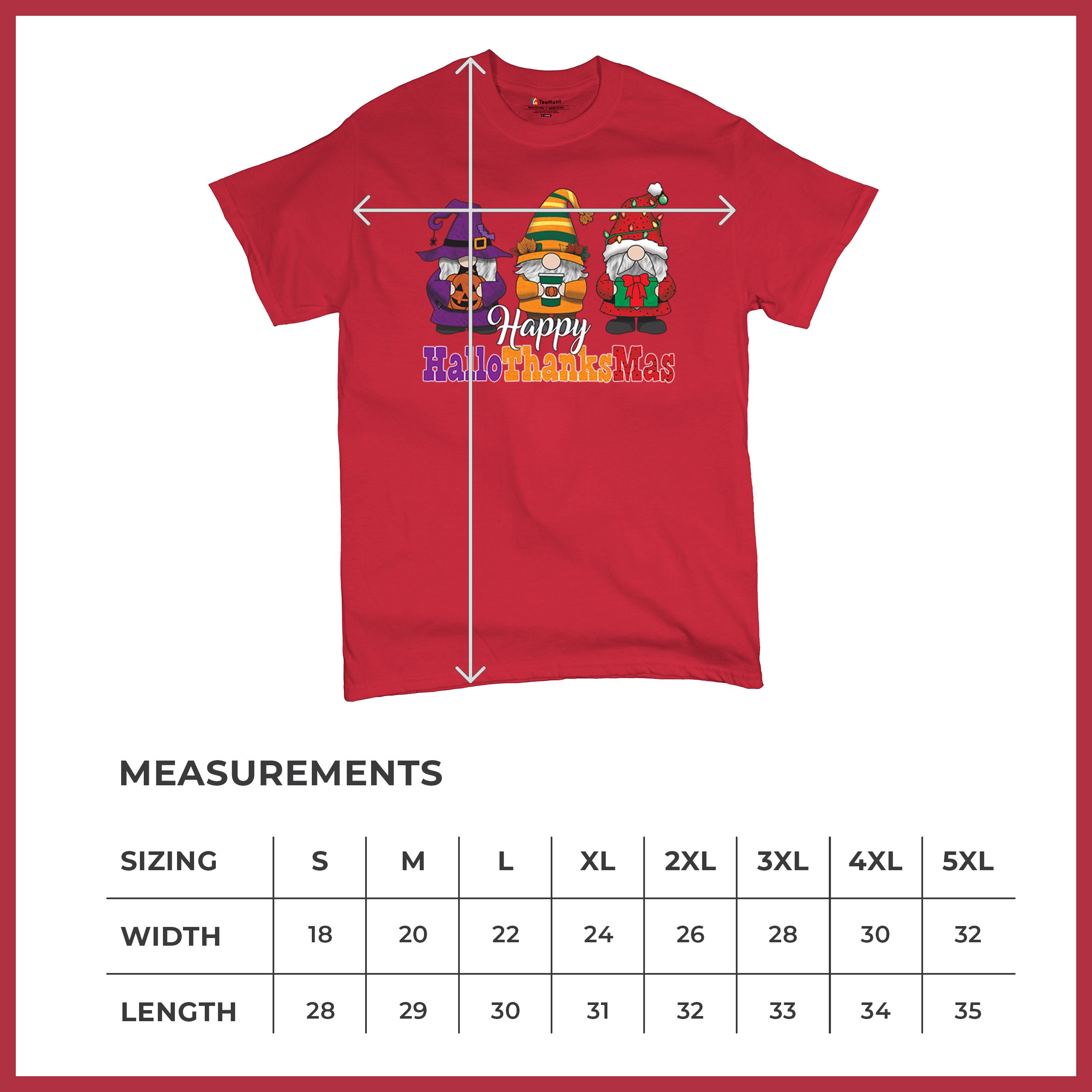 HallowThanksMas T-shirt Gnomes Halloween Thanksgiving Christmas Men's Tee - Picture 43 of 113
