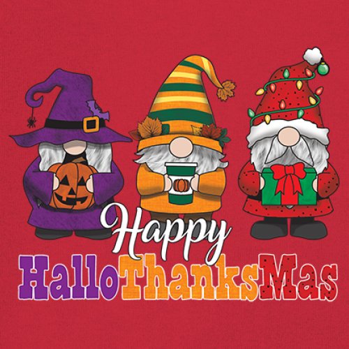 HallowThanksMas T-shirt Gnomes Halloween Thanksgiving Christmas Men's Tee - Picture 39 of 113
