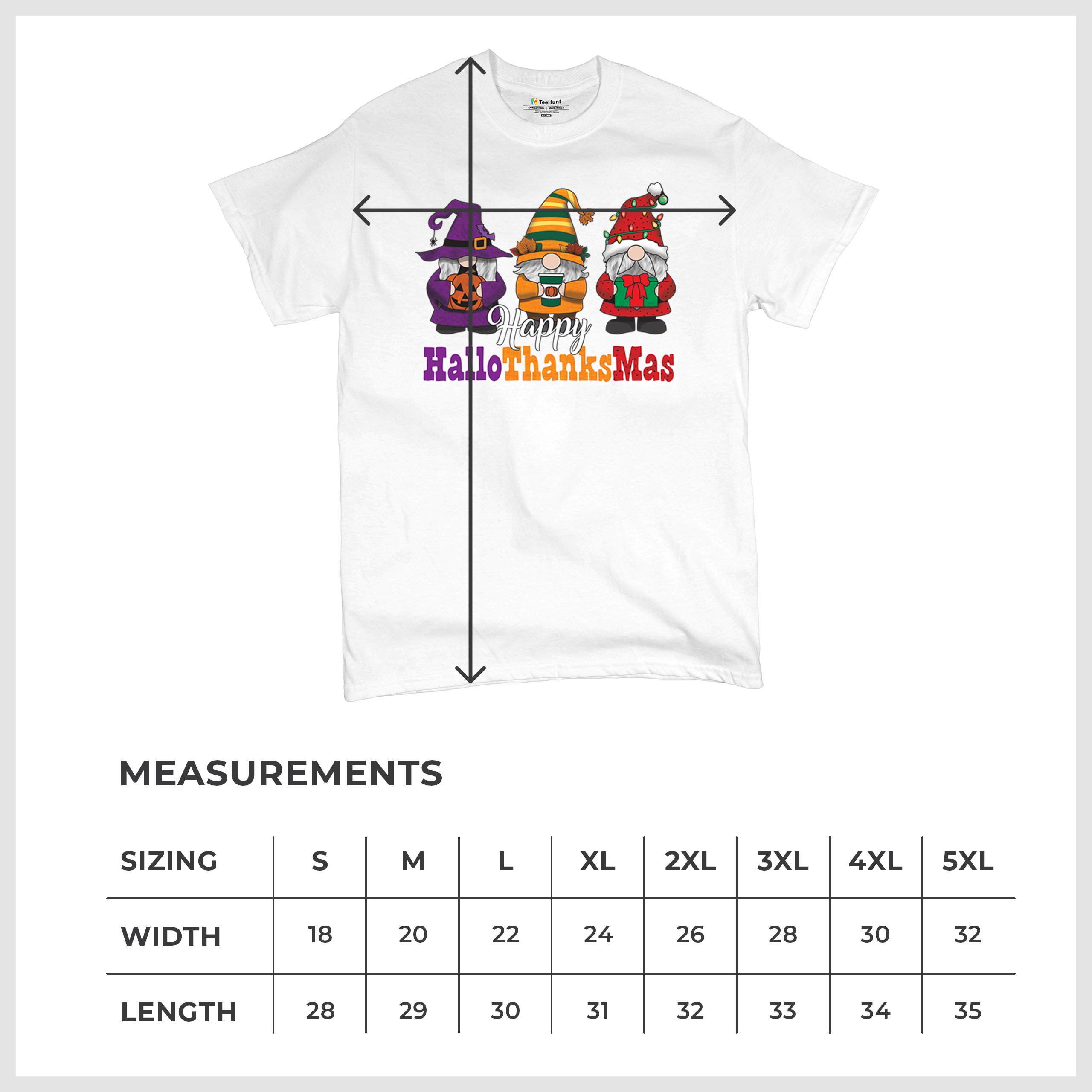 HallowThanksMas T-shirt Gnomes Halloween Thanksgiving Christmas Men's Tee - Picture 50 of 113
