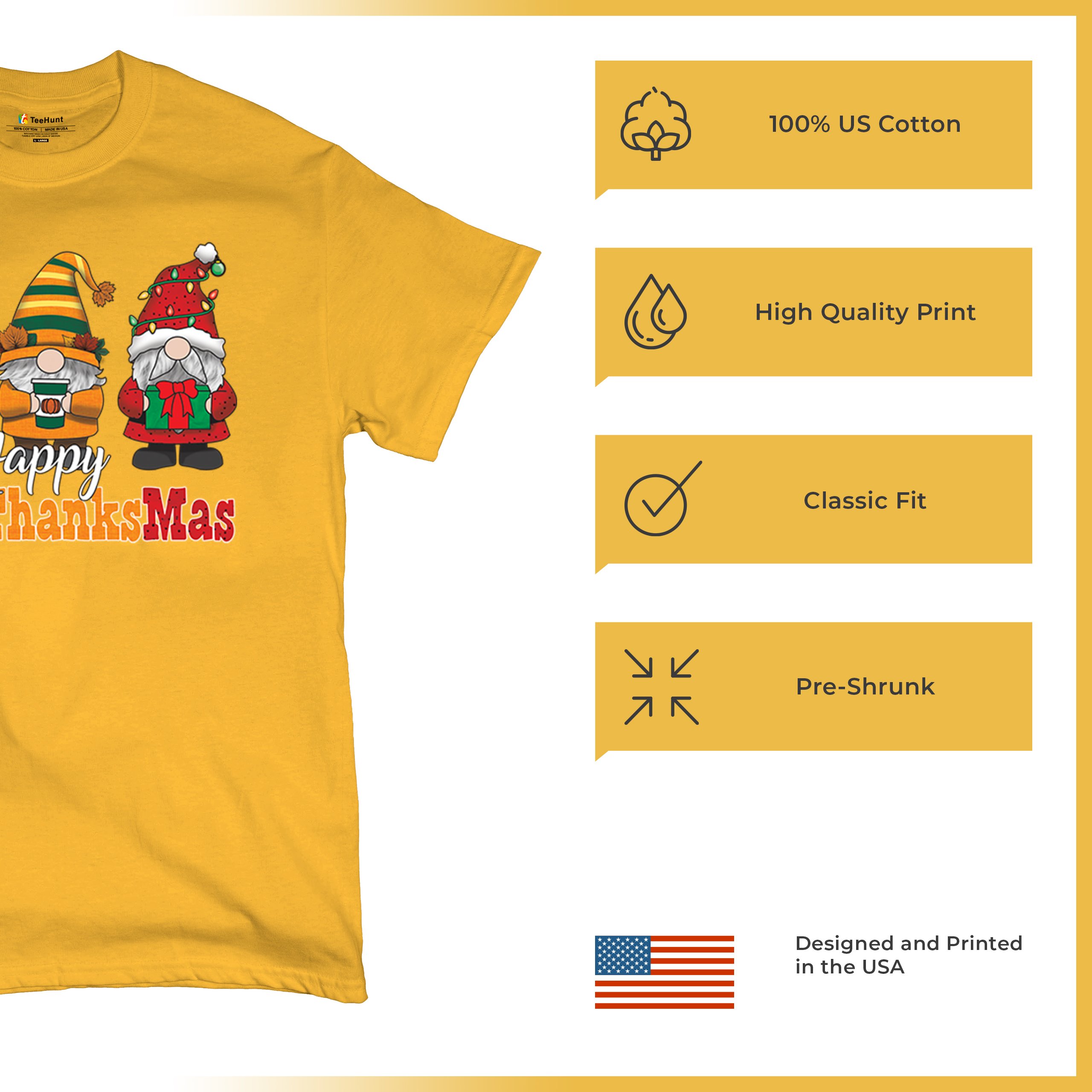 HallowThanksMas T-shirt Gnomes Halloween Thanksgiving Christmas Men's Tee - Picture 112 of 113