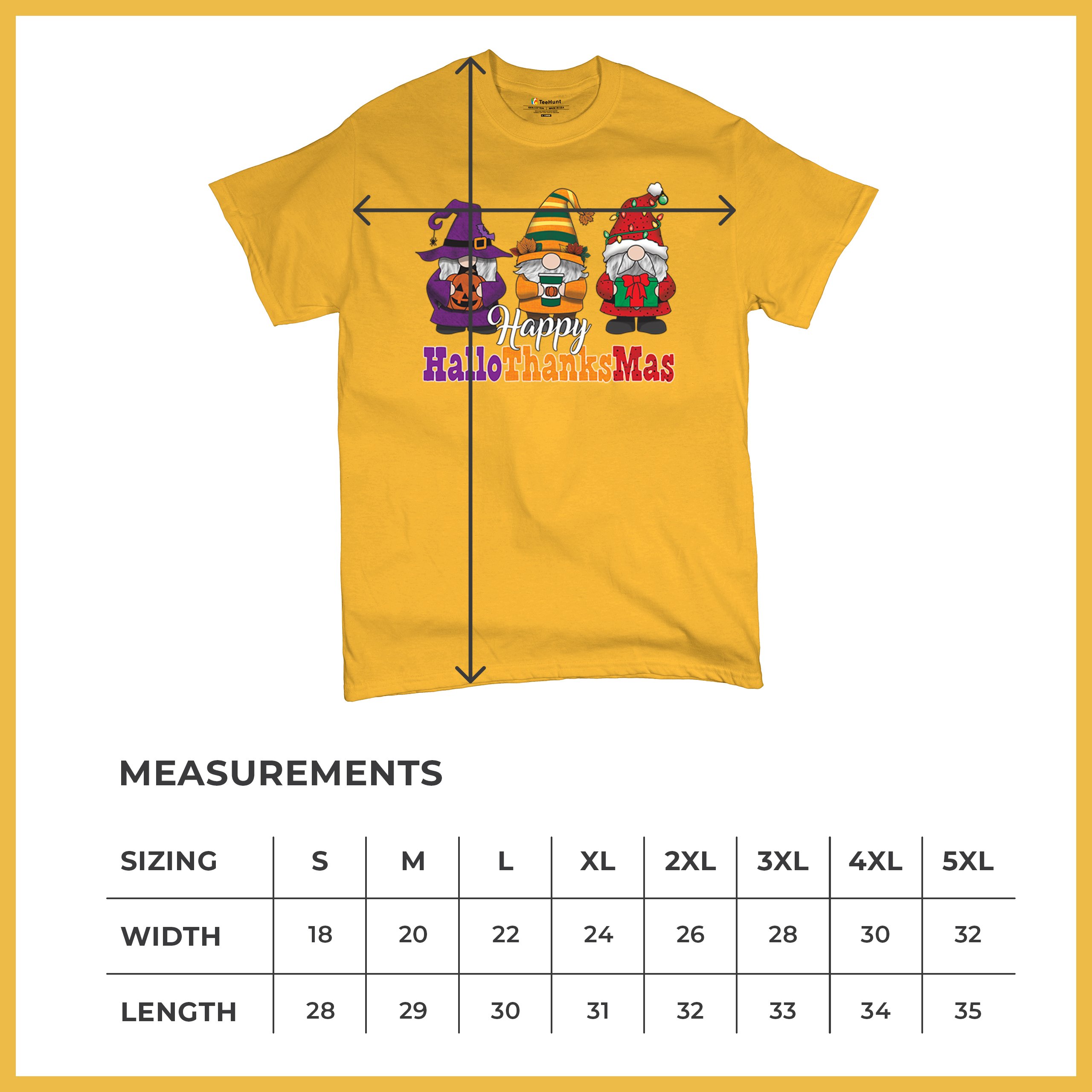 HallowThanksMas T-shirt Gnomes Halloween Thanksgiving Christmas Men's Tee - Picture 113 of 113