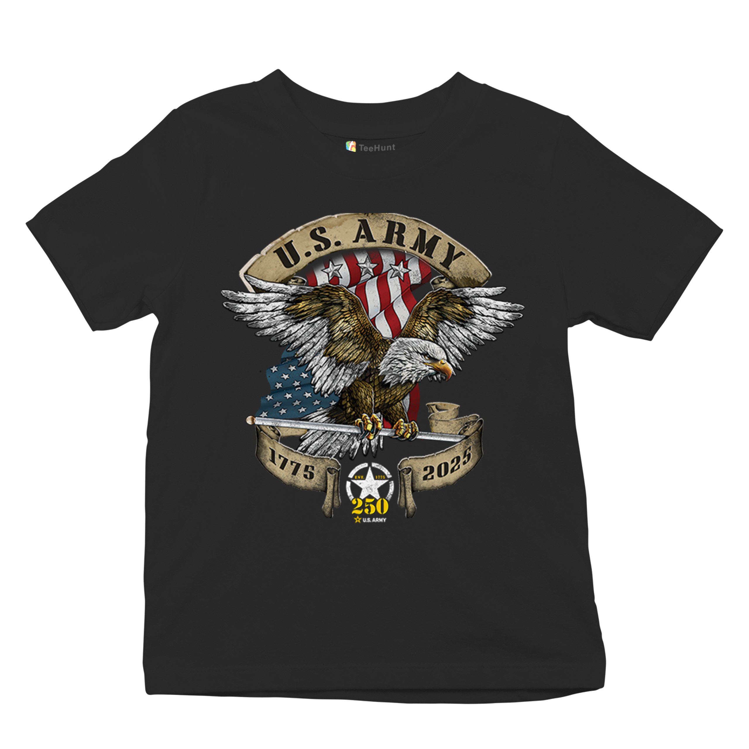 US Army Eagle Youth T-shirt 250 Anniversary American Veteran DD 214 Kids - Picture 6 of 43