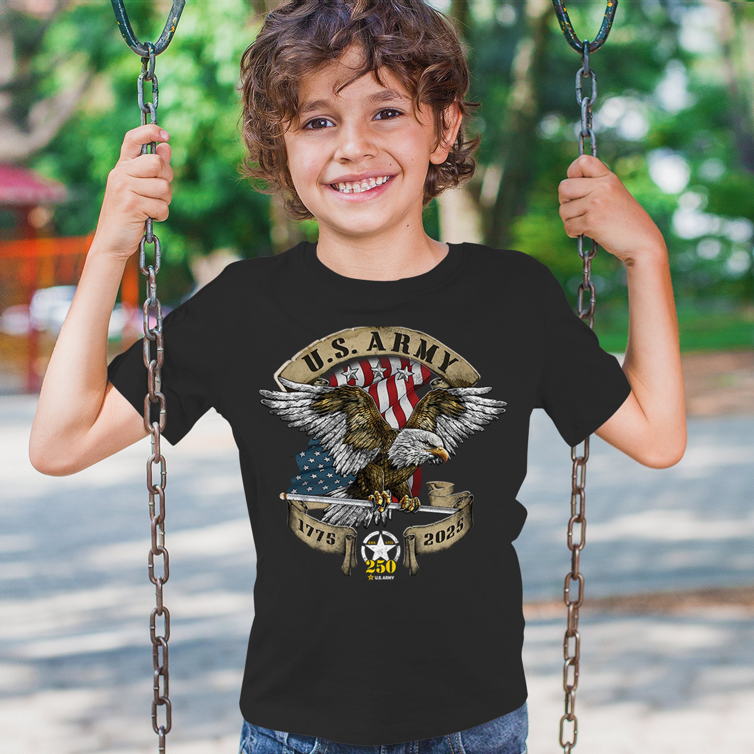 US Army Eagle Youth T-shirt 250 Anniversary American Veteran DD 214 Kids - Picture 5 of 43