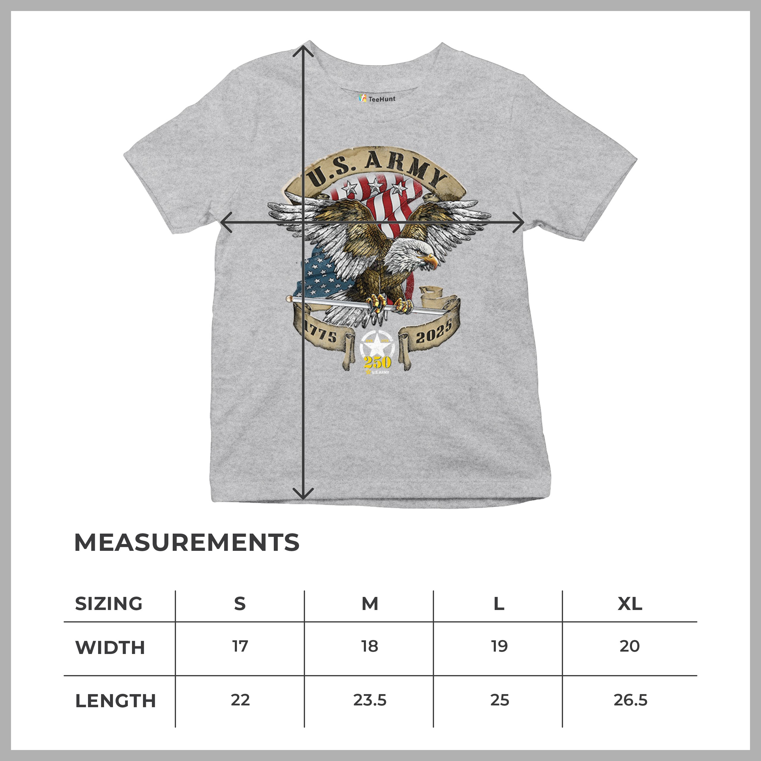 US Army Eagle Youth T-shirt 250 Anniversary American Veteran DD 214 Kids - Picture 15 of 43