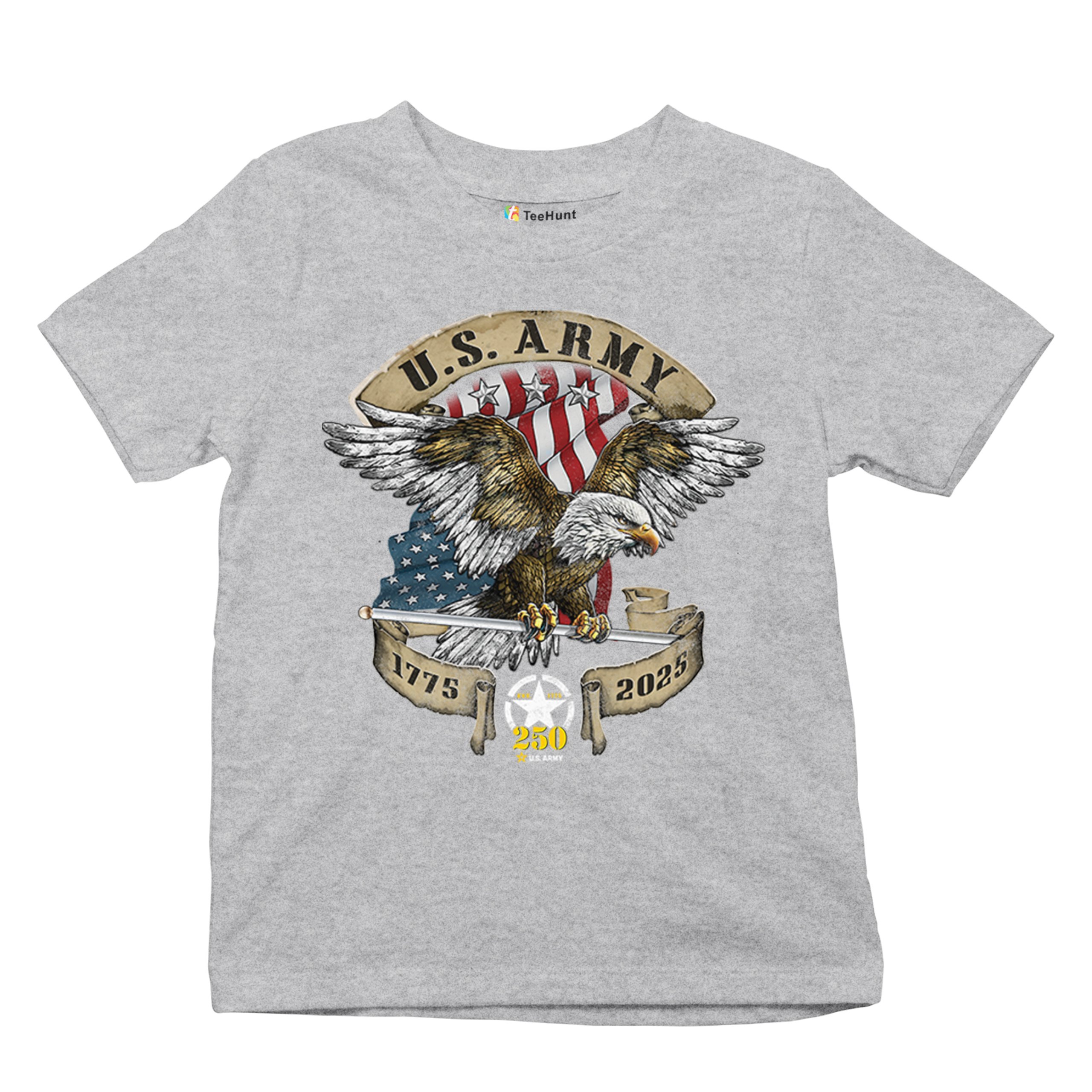 US Army Eagle Youth T-shirt 250 Anniversary American Veteran DD 214 Kids - Picture 13 of 43