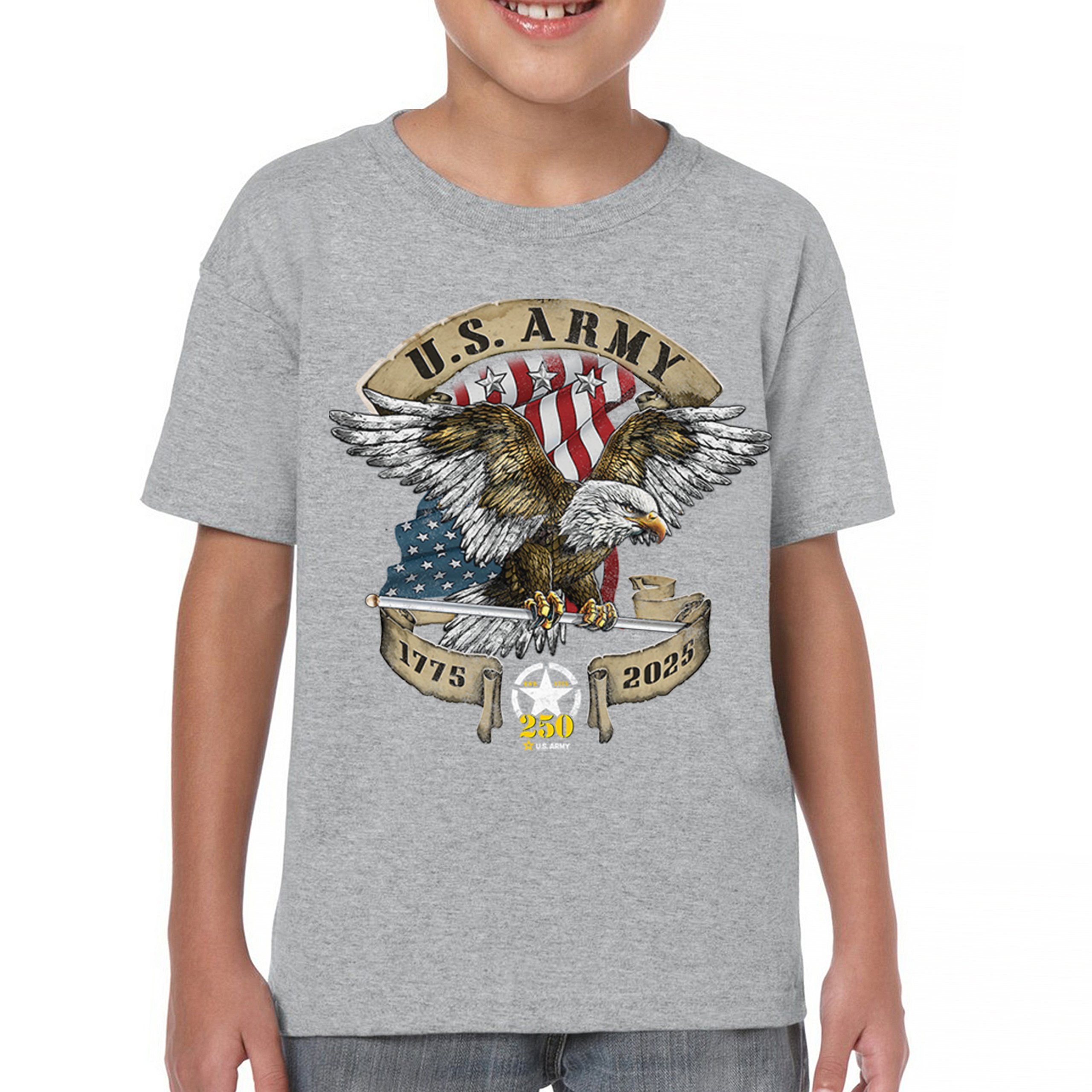 US Army Eagle Youth T-shirt 250 Anniversary American Veteran DD 214 Kids - Picture 9 of 43