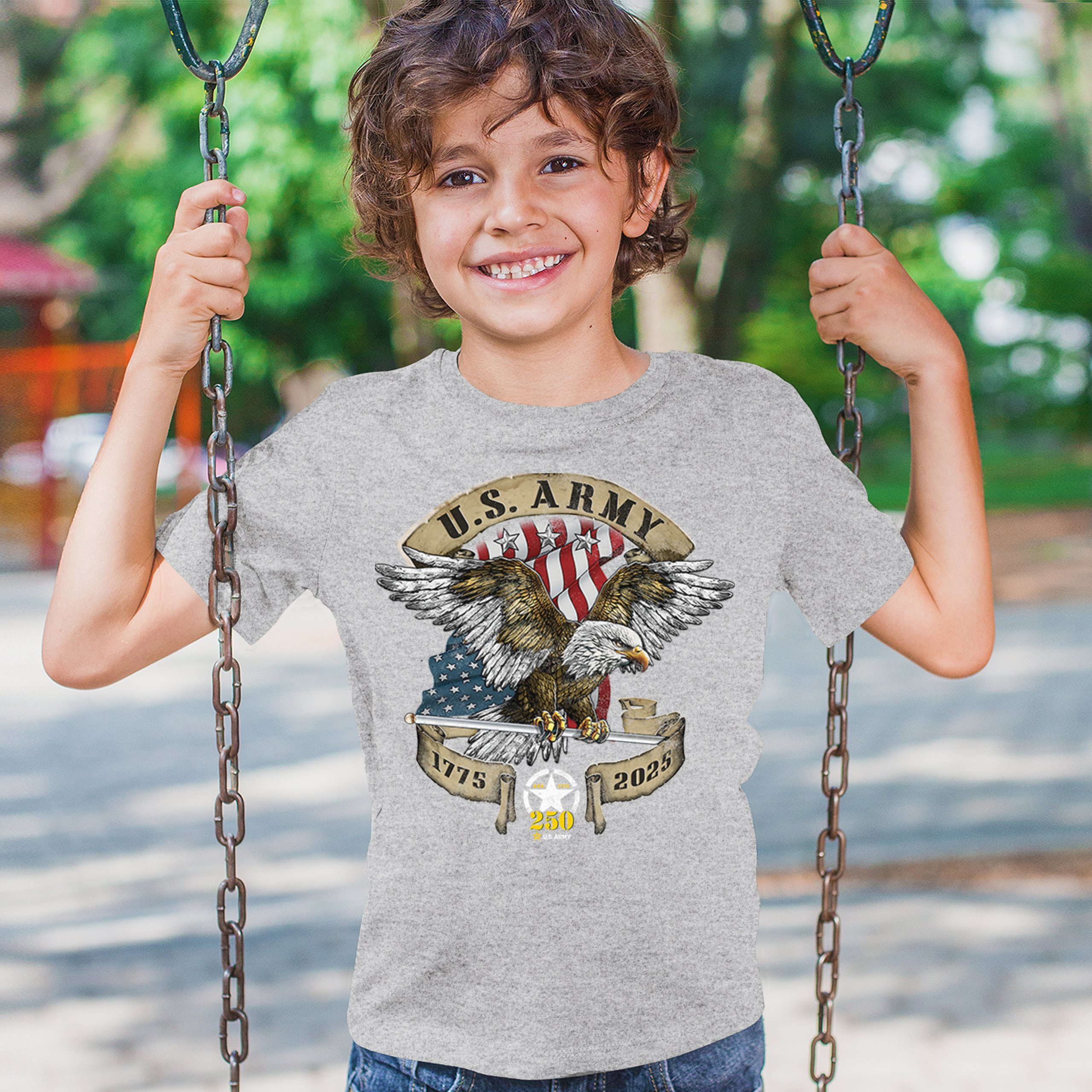 US Army Eagle Youth T-shirt 250 Anniversary American Veteran DD 214 Kids - Picture 12 of 43