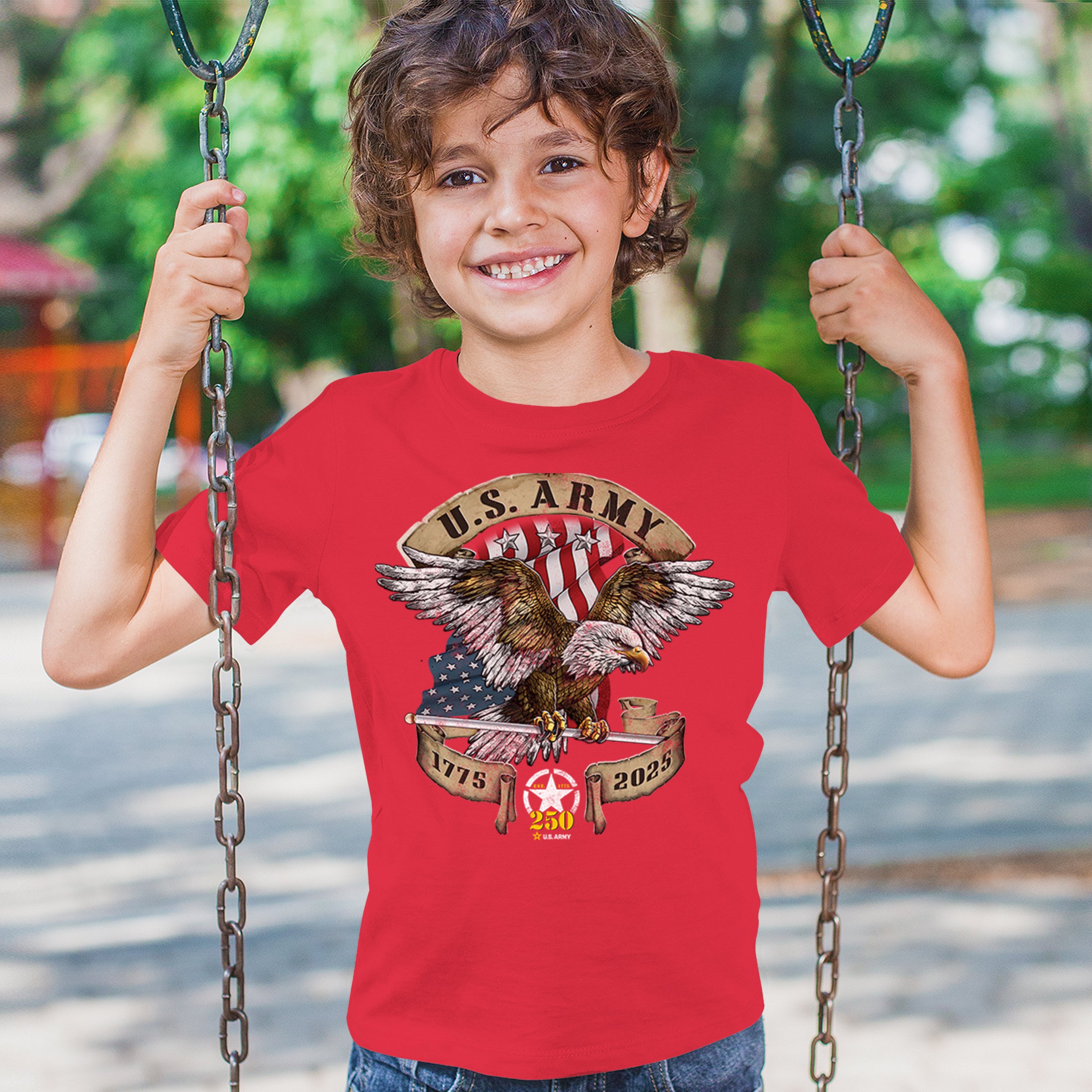 US Army Eagle Youth T-shirt 250 Anniversary American Veteran DD 214 Kids - Picture 19 of 43