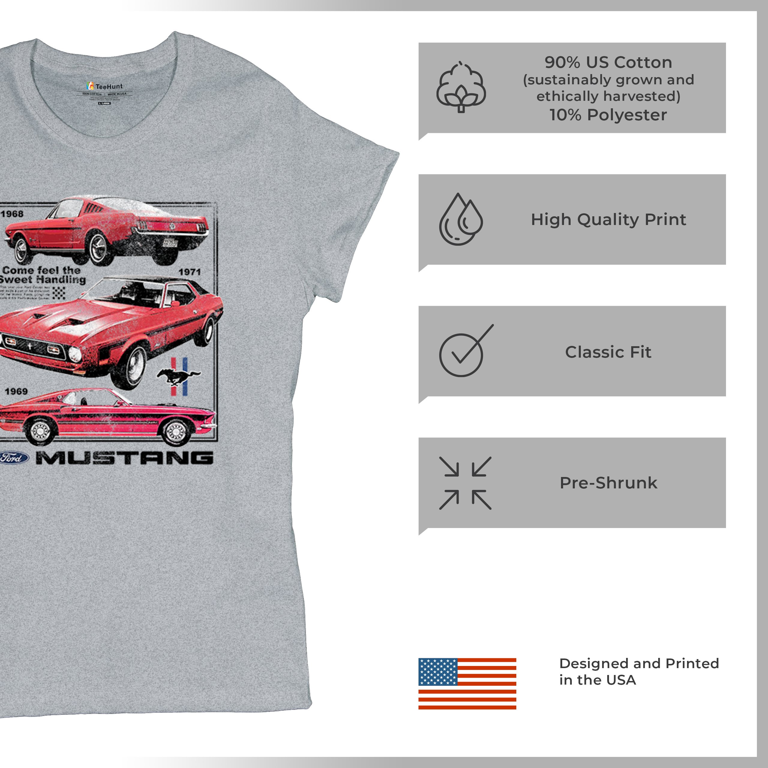 Ford Mustang Poster 1968 1969 1971 T-Shirt Performance Muscle Car Damen Tee - Bild 14 von 29