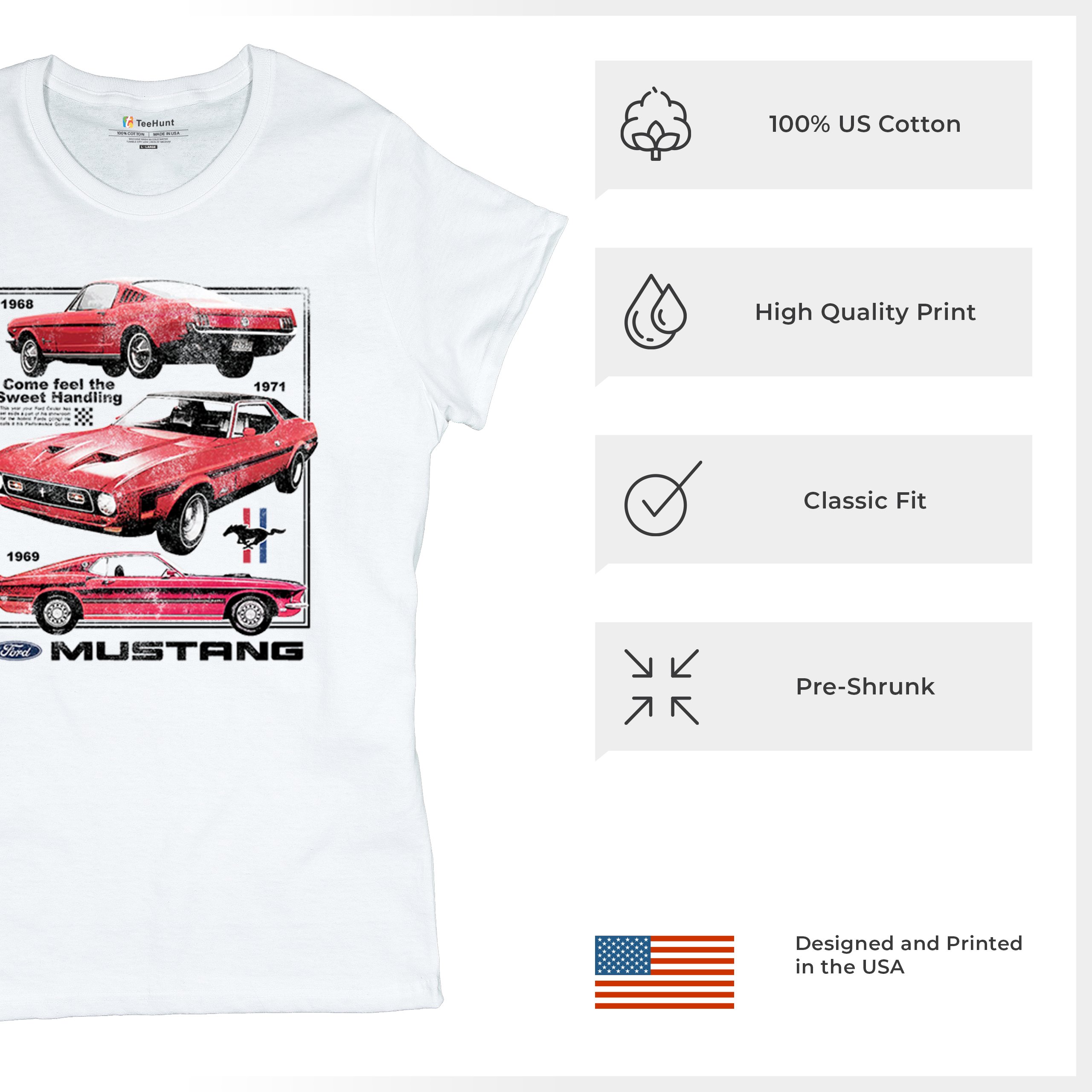 Ford Mustang Poster 1968 1969 1971 T-Shirt Performance Muscle Car Damen Tee - Bild 7 von 29