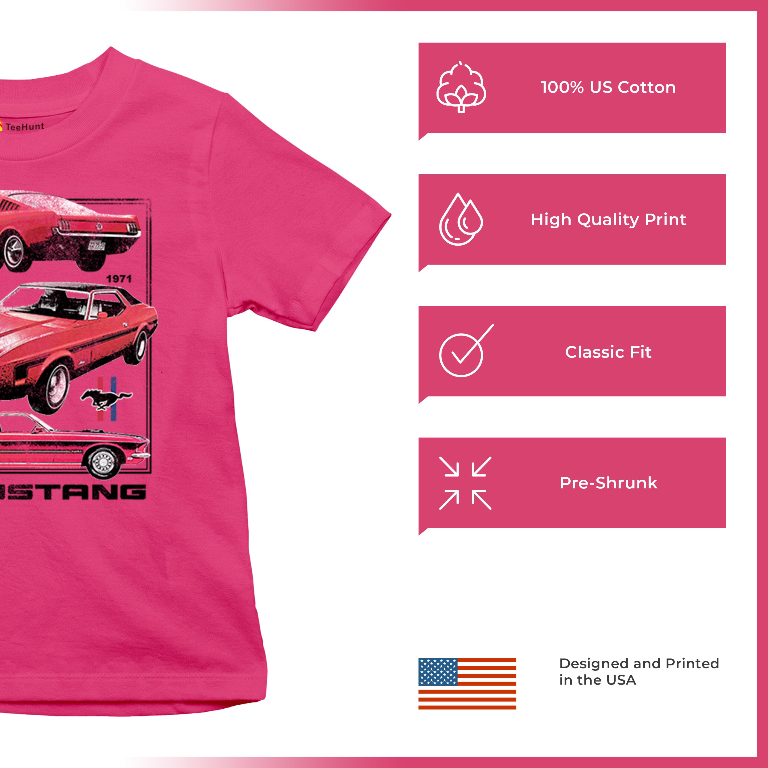 Ford Mustang Poster 1968 1969 1971 Youth T-shirt Performance Muscle Car Kids - Picture 28 of 29