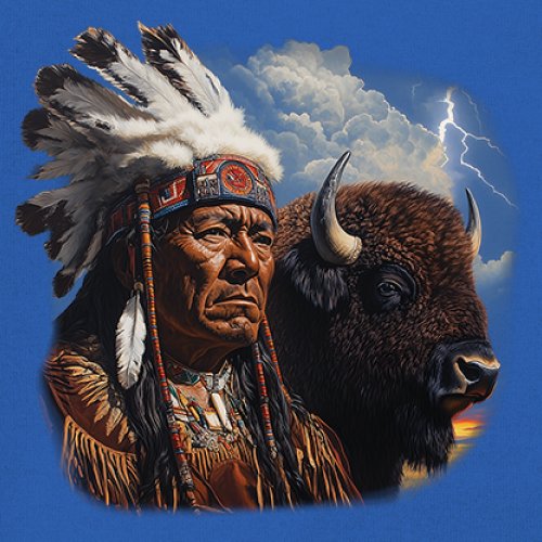 Native American Bison Chief Youth T-shirt Spiritual Buffalo Tribal Totem Kids - Picture 39 of 50
