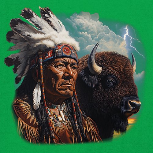 Native American Bison Chief Youth T-shirt Spiritual Buffalo Tribal Totem Kids - Picture 32 of 50