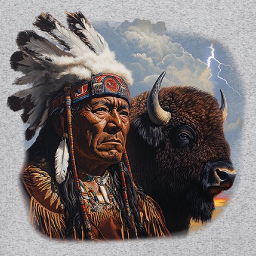 Native American Bison Chief Youth T-shirt Spiritual Buffalo Tribal Totem Kids - Picture 11 of 50