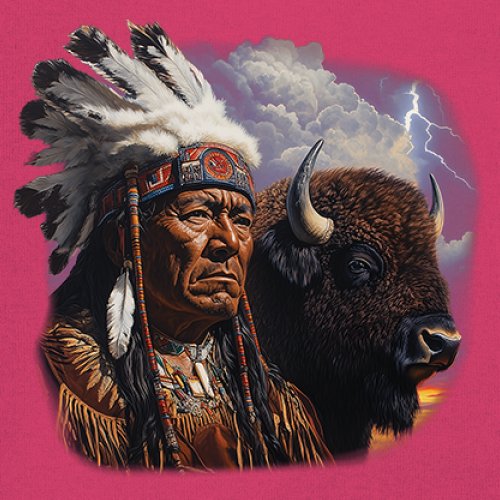 Native American Bison Chief Youth T-shirt Spiritual Buffalo Tribal Totem Kids - Picture 46 of 50