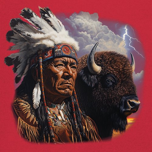 Native American Bison Chief Youth T-shirt Spiritual Buffalo Tribal Totem Kids - Picture 18 of 50
