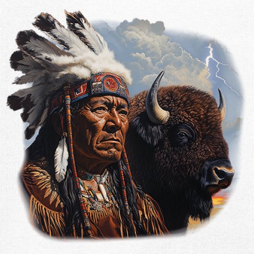 Native American Bison Chief Youth T-shirt Spiritual Buffalo Tribal Totem Kids - Picture 25 of 50
