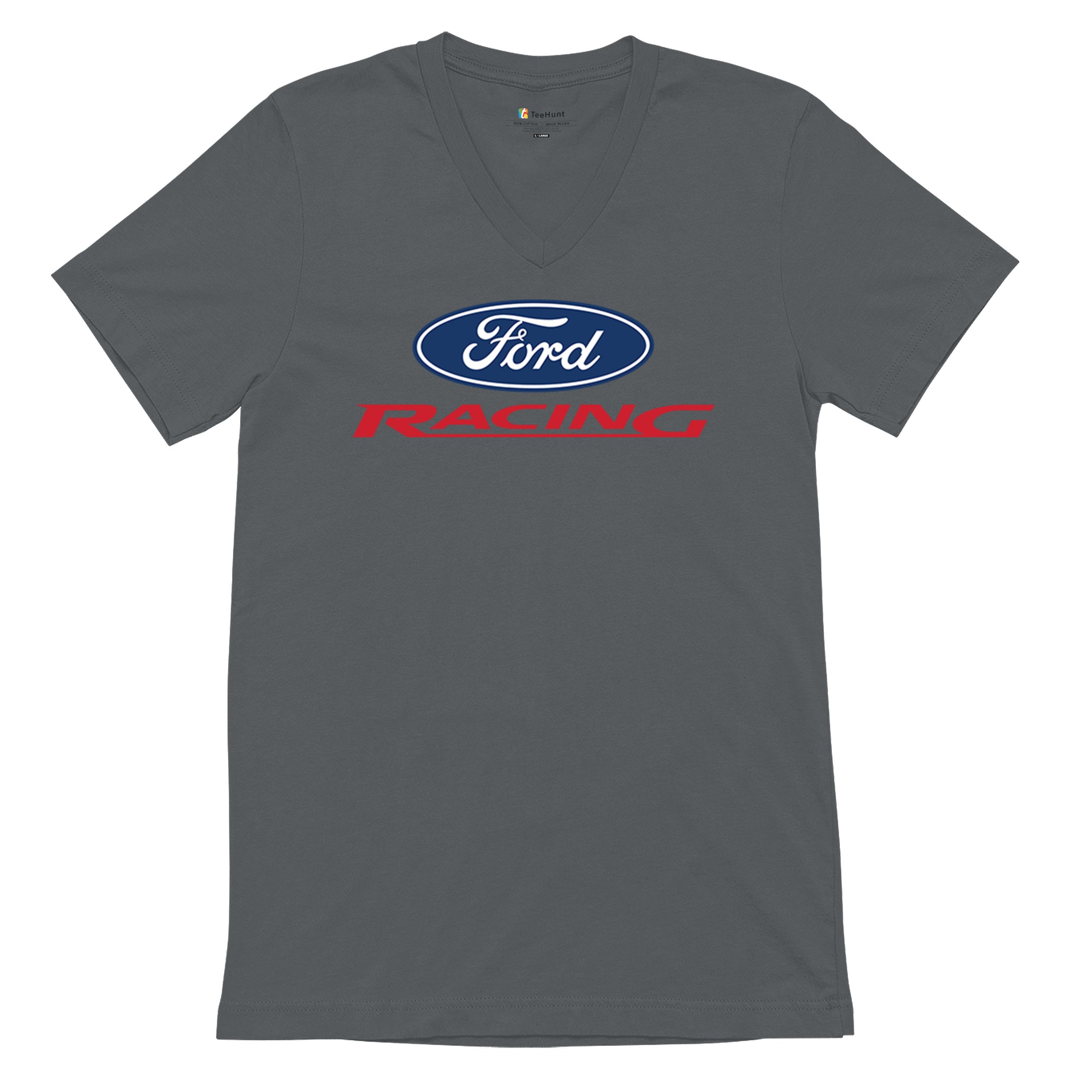 Ford Racing V-Neck T-shirt Muscle Car Mustang Shelby GT Boss Mach1 USA Tee - Picture 20 of 22