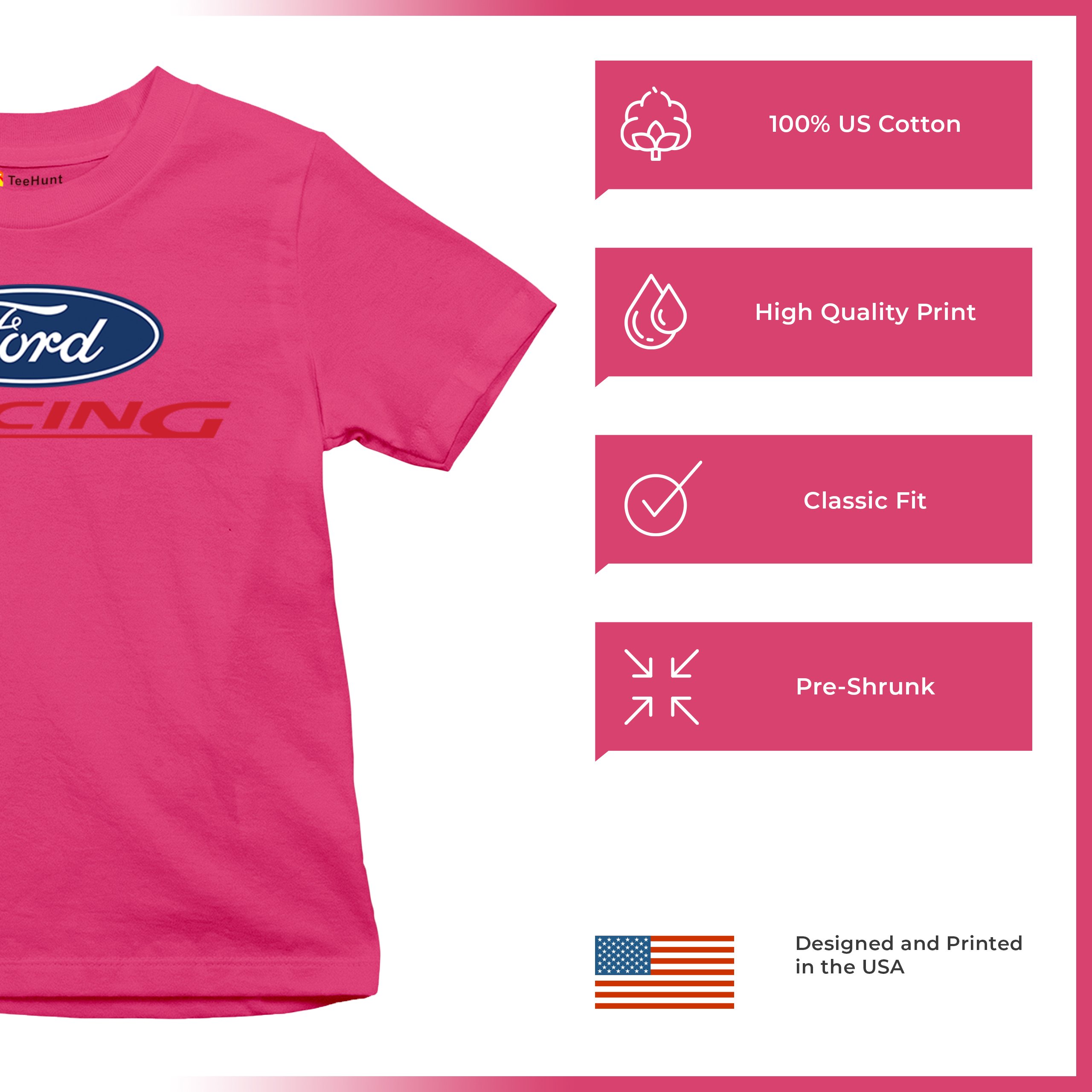 Ford Racing Youth T-shirt Muscle Car Mustang Shelby GT Boss Mach1 USA Kids - Picture 42 of 43