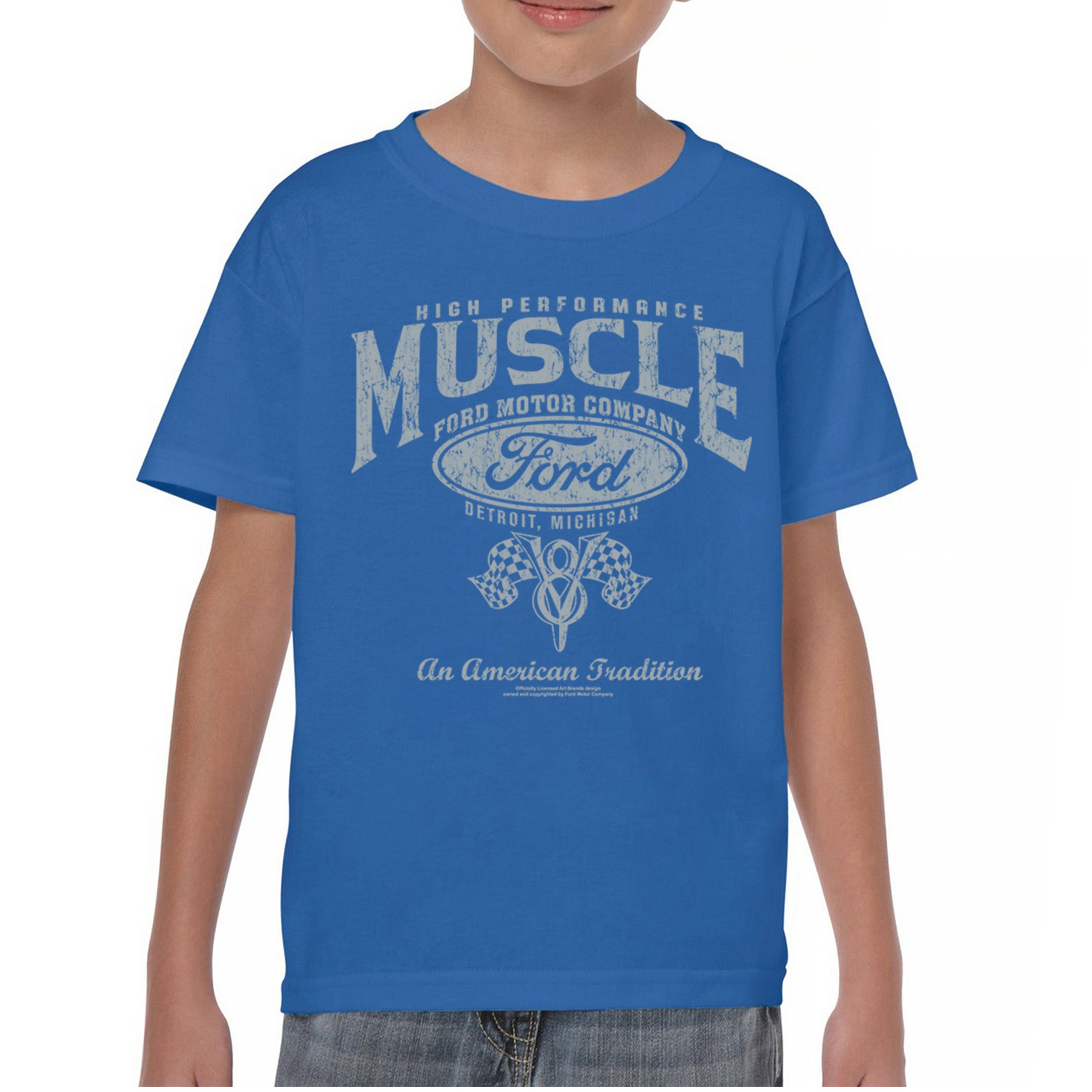 High Performance Muscle Ford Youth T-shirt American Tradition V8 Vintage Kids - Picture 30 of 43