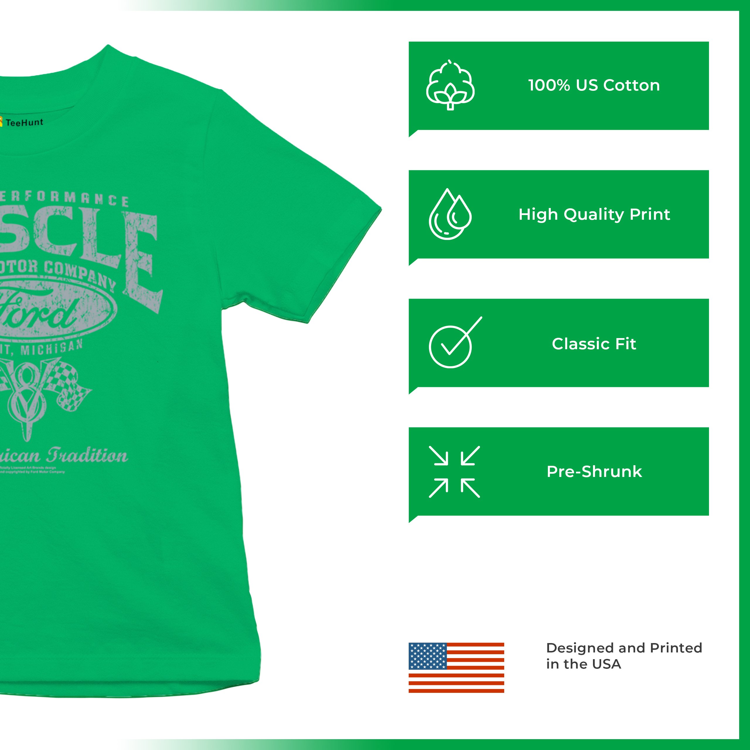 High Performance Muscle Ford Youth T-shirt American Tradition V8 Vintage Kids - Picture 28 of 43