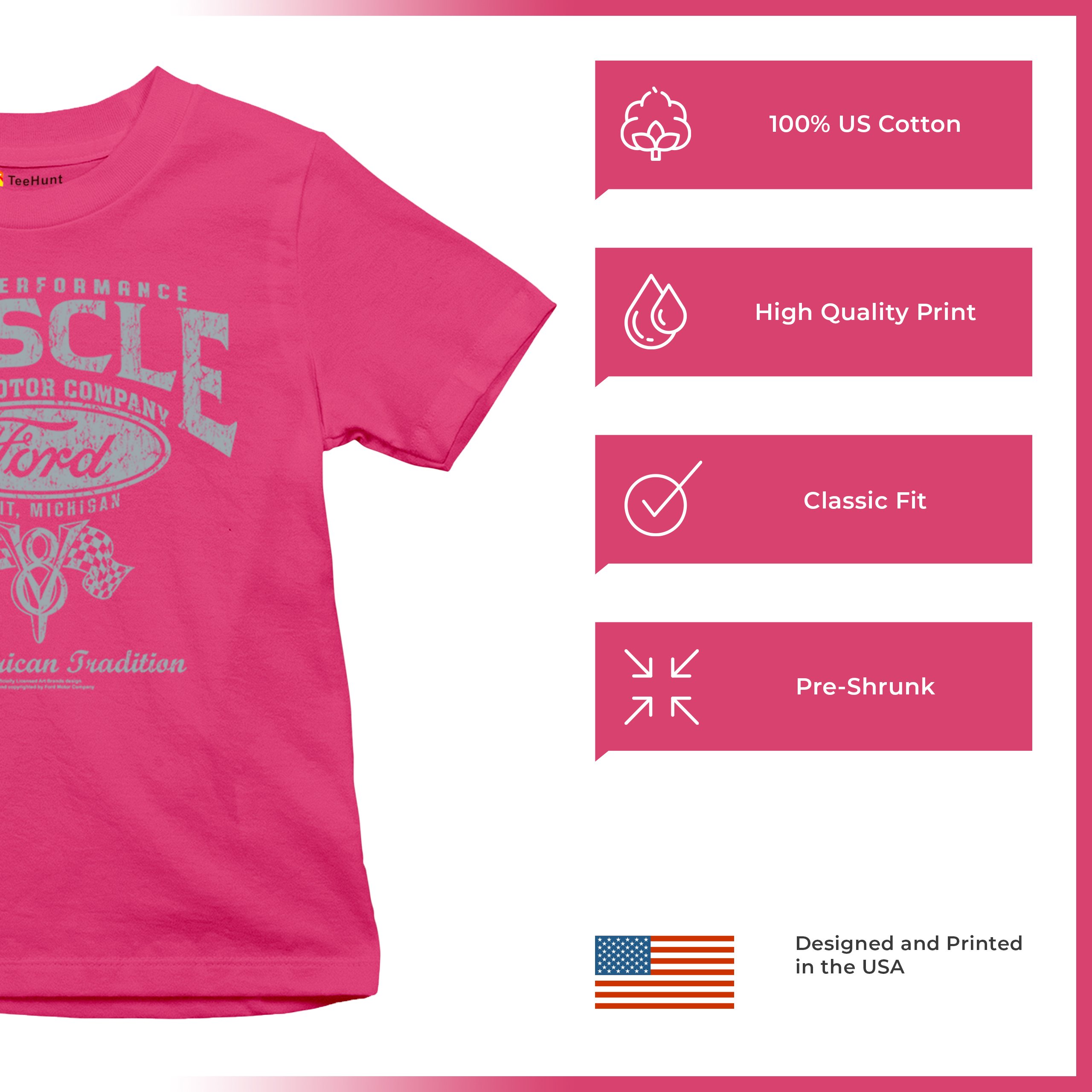 High Performance Muscle Ford Youth T-shirt American Tradition V8 Vintage Kids - Picture 42 of 43