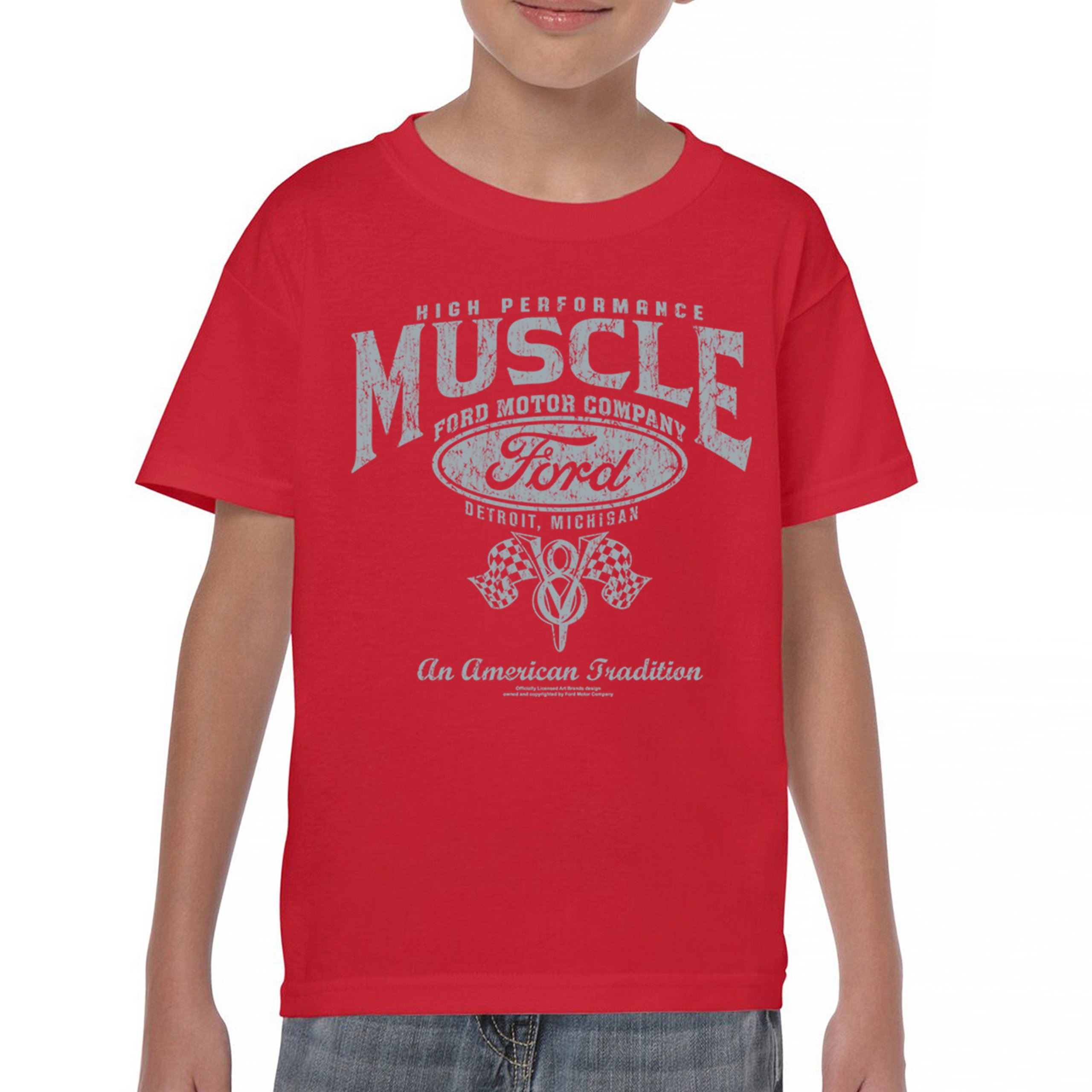 High Performance Muscle Ford Youth T-shirt American Tradition V8 Vintage Kids - Picture 9 of 43