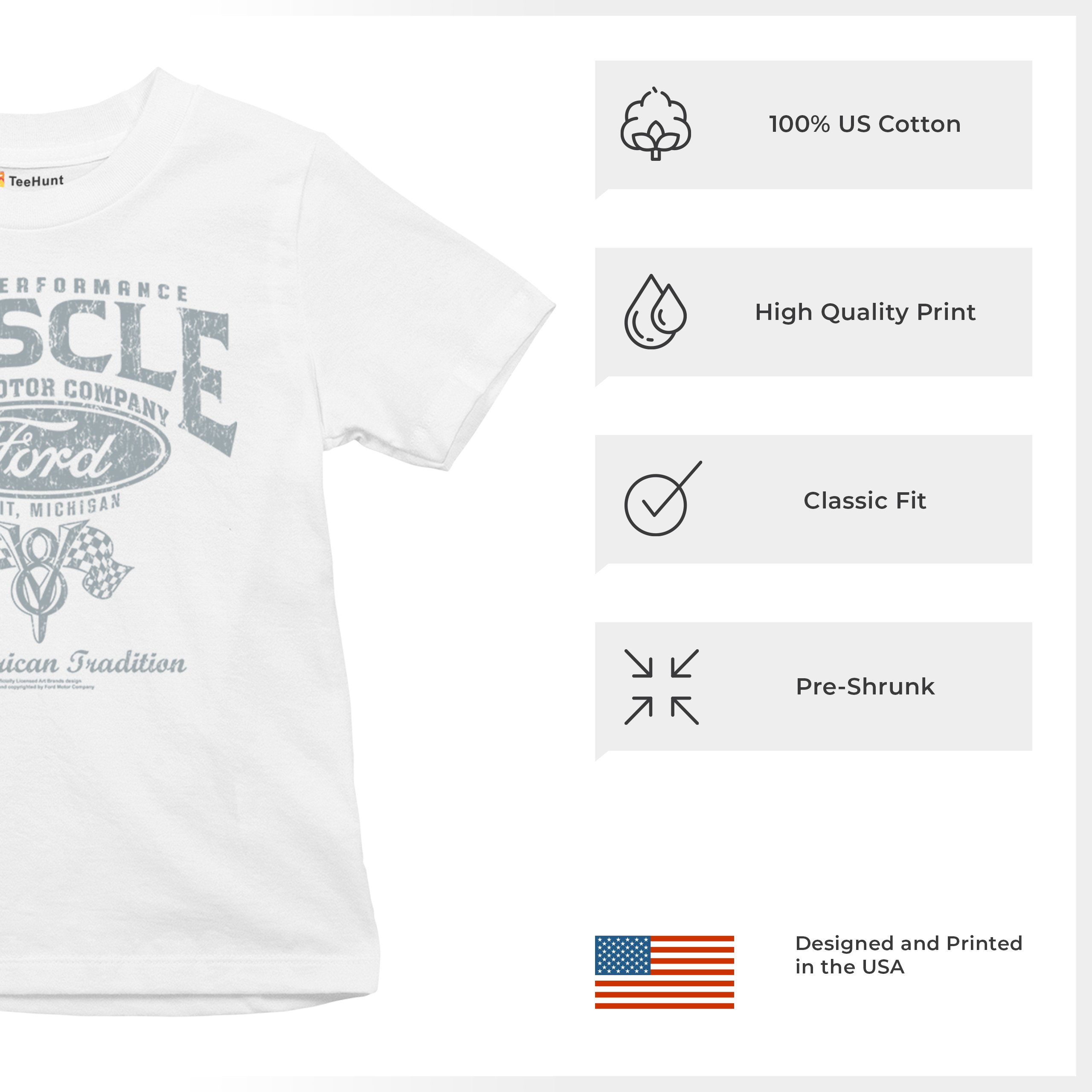 High Performance Muscle Ford Youth T-shirt American Tradition V8 Vintage Kids - Picture 21 of 43