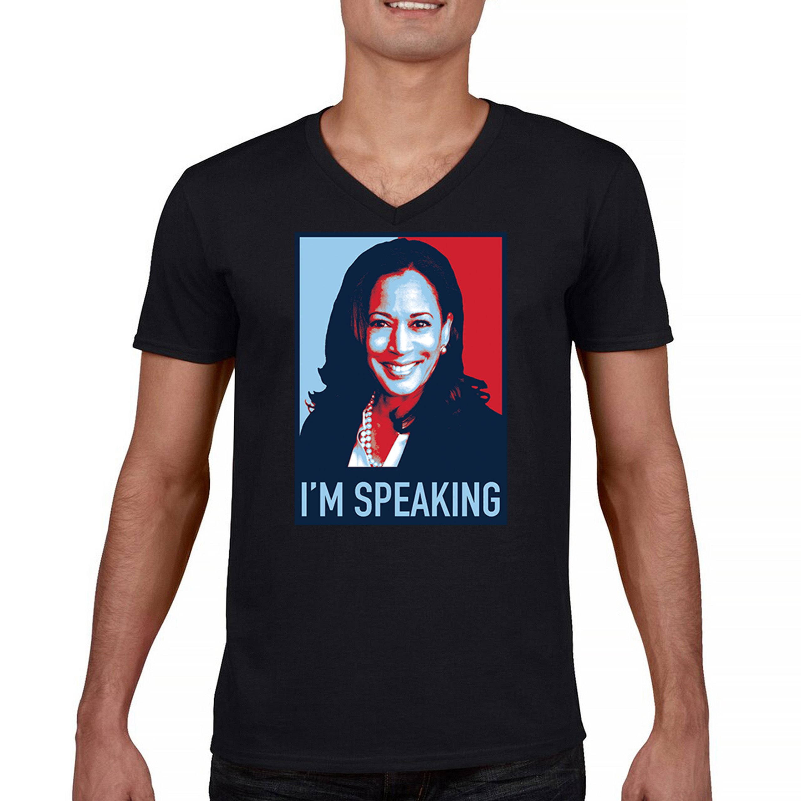 Kamala Harris I’m Speaking 2024 V-Neck T-shirt President 47 Vote Blue USA Tee