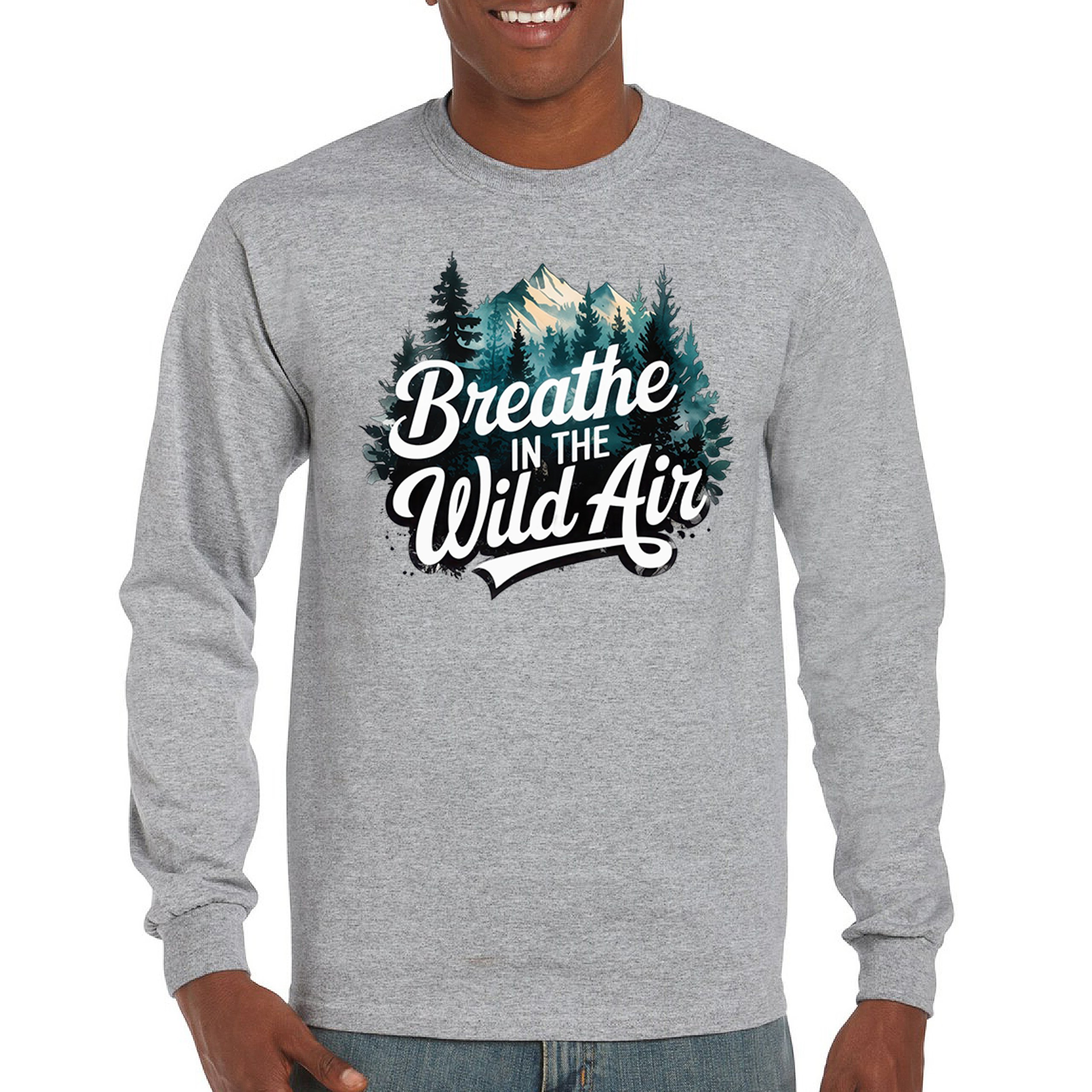Breathe in the Air Camping Long Sleeve T-shirt Happy Camper Hiking Campfire