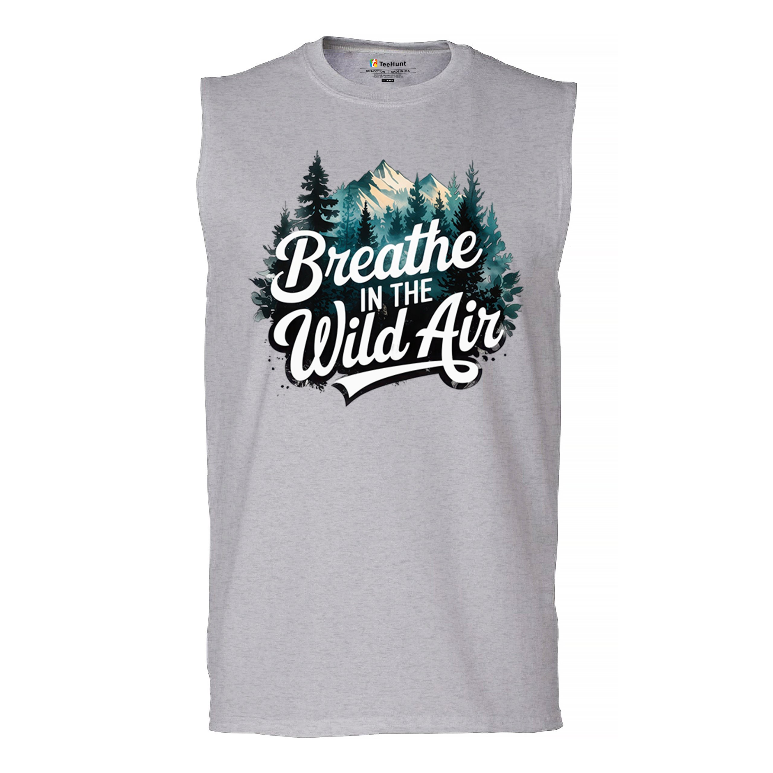 Breathe in the Air Camping Men’s Muscle Shirt Happy Camper Hiking Campfire