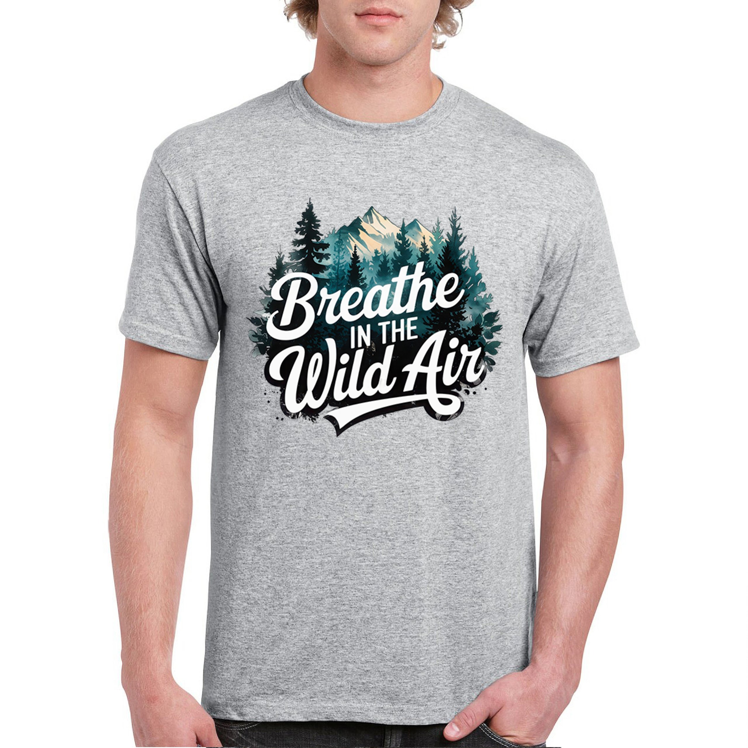 Breathe in the Air Camping T-shirt Happy Camper Hiking Campfire Men’s Tee