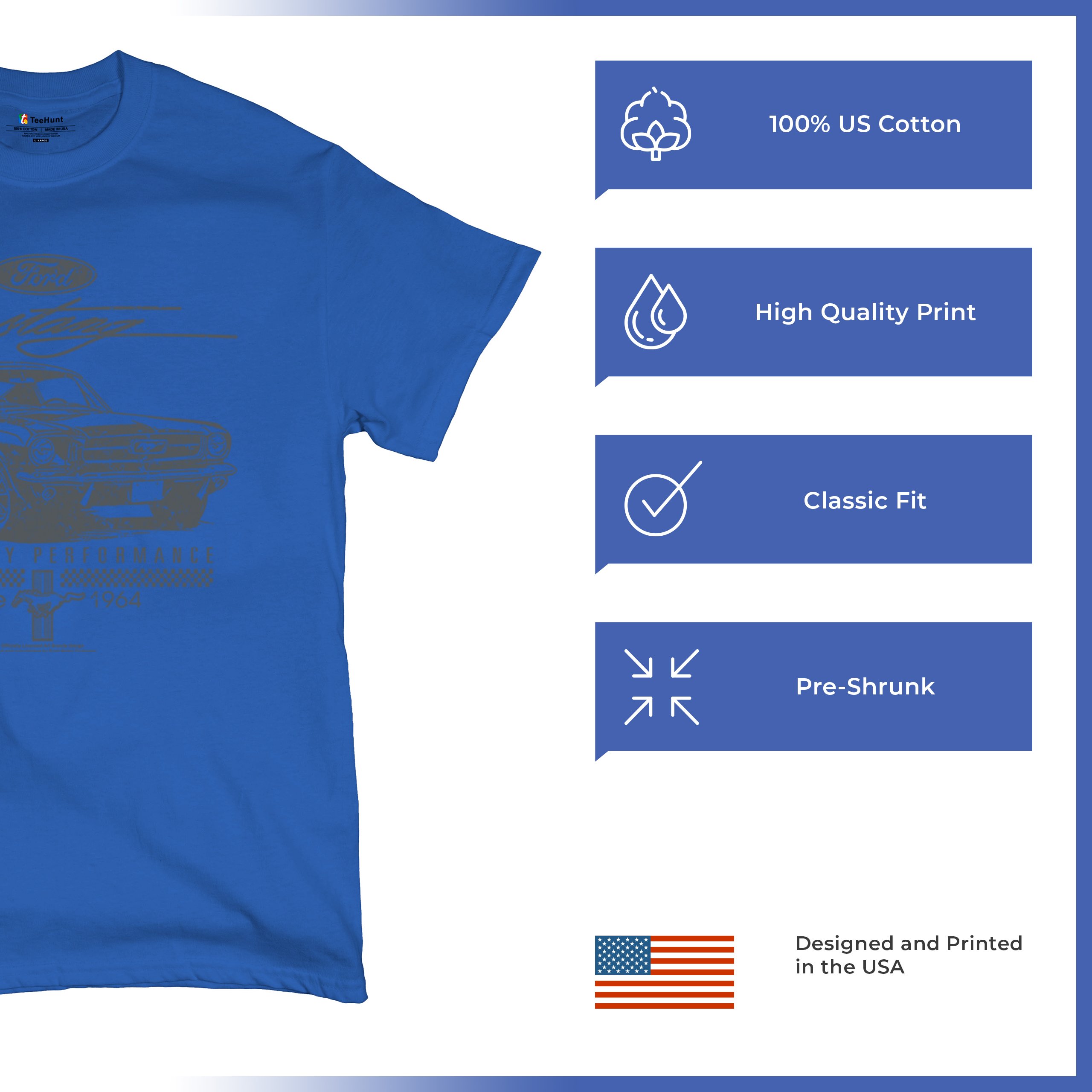 Mustang Legendary Performance Since Since 1964 T-shirt Ford Muscle Men's Tee - Picture 91 of 99