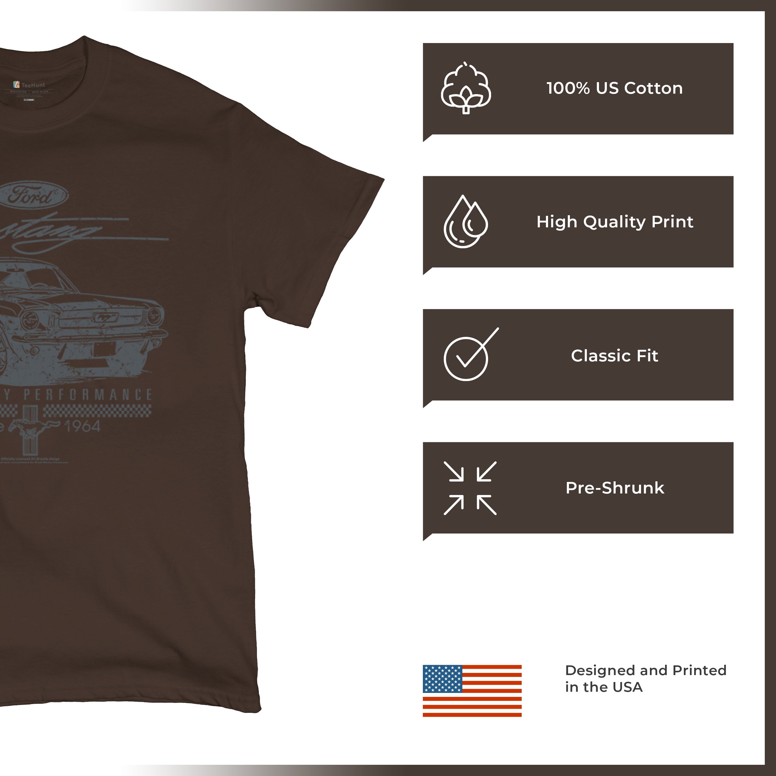 Mustang Legendary Performance Since Since 1964 T-shirt Ford Muscle Men's Tee - Picture 63 of 99