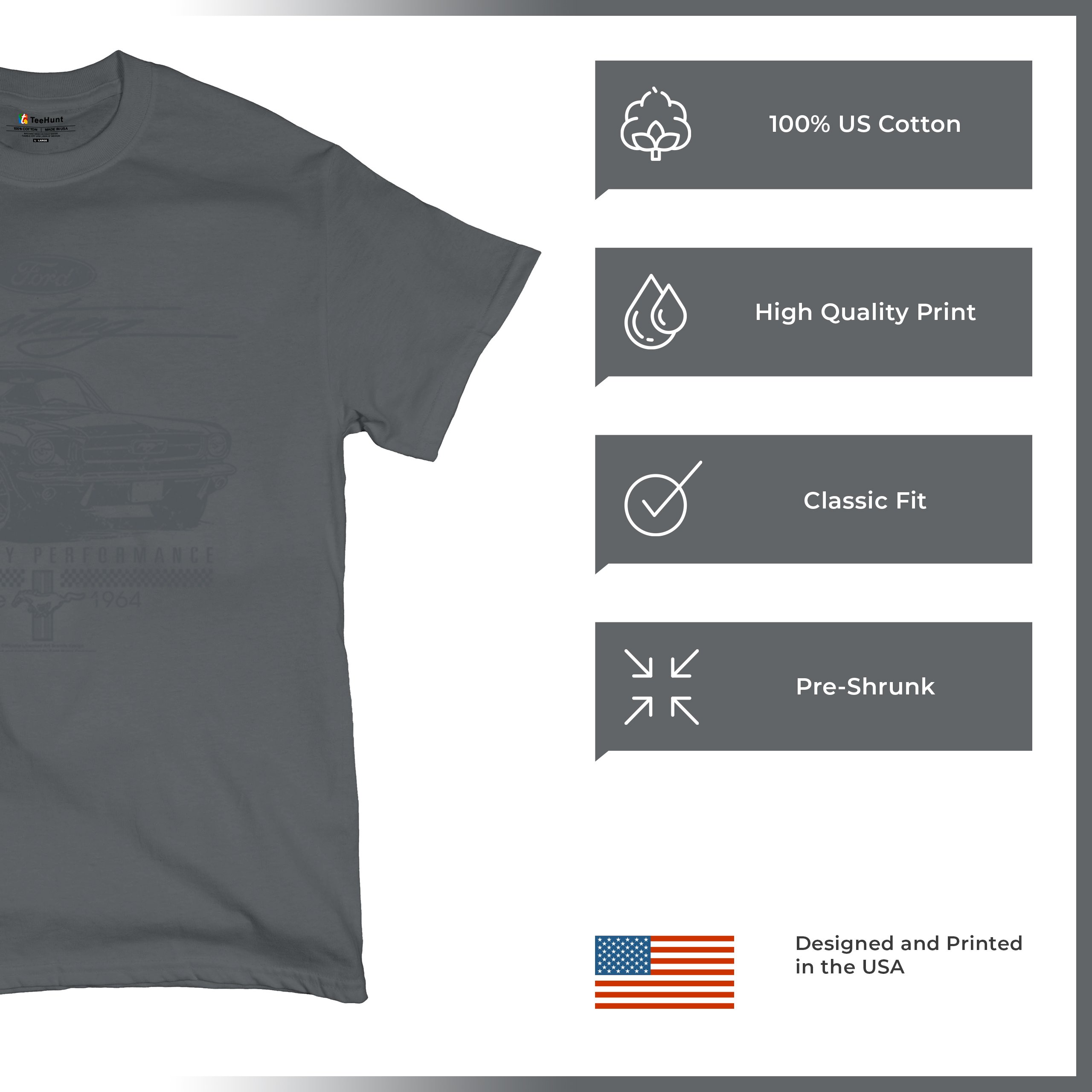 Mustang Legendary Performance Since Since 1964 T-shirt Ford Muscle Men's Tee - Picture 70 of 99