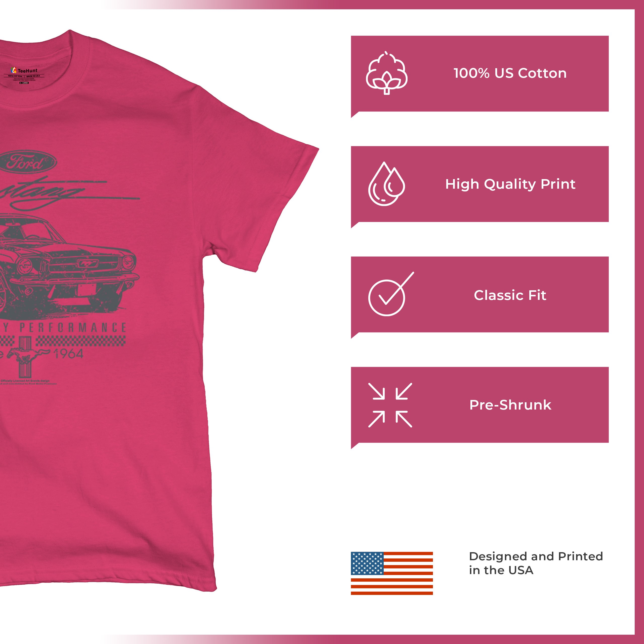 Mustang Legendary Performance Since Since 1964 T-shirt Ford Muscle Men's Tee - Picture 21 of 99