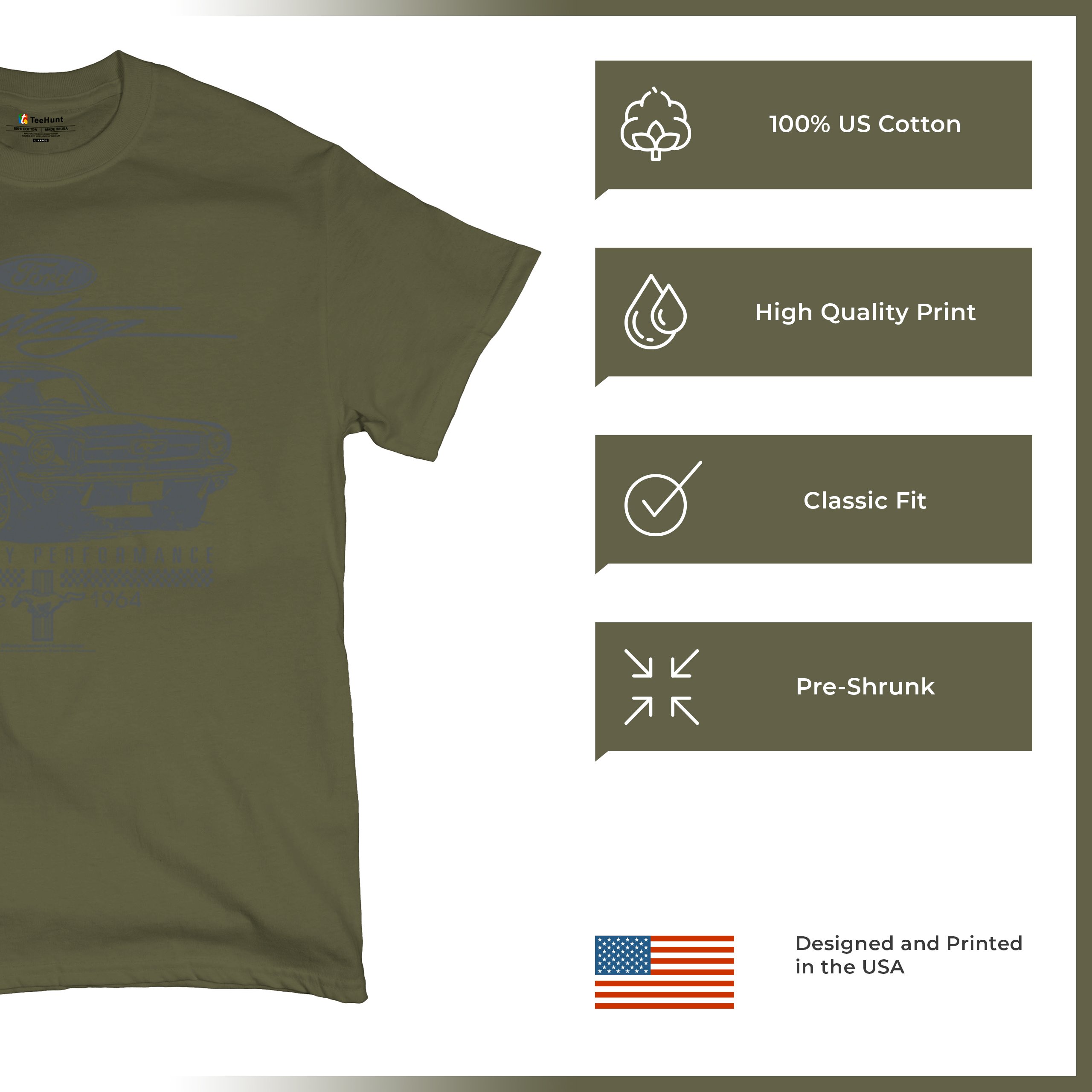 Mustang Legendary Performance Since Since 1964 T-shirt Ford Muscle Men's Tee - Picture 84 of 99