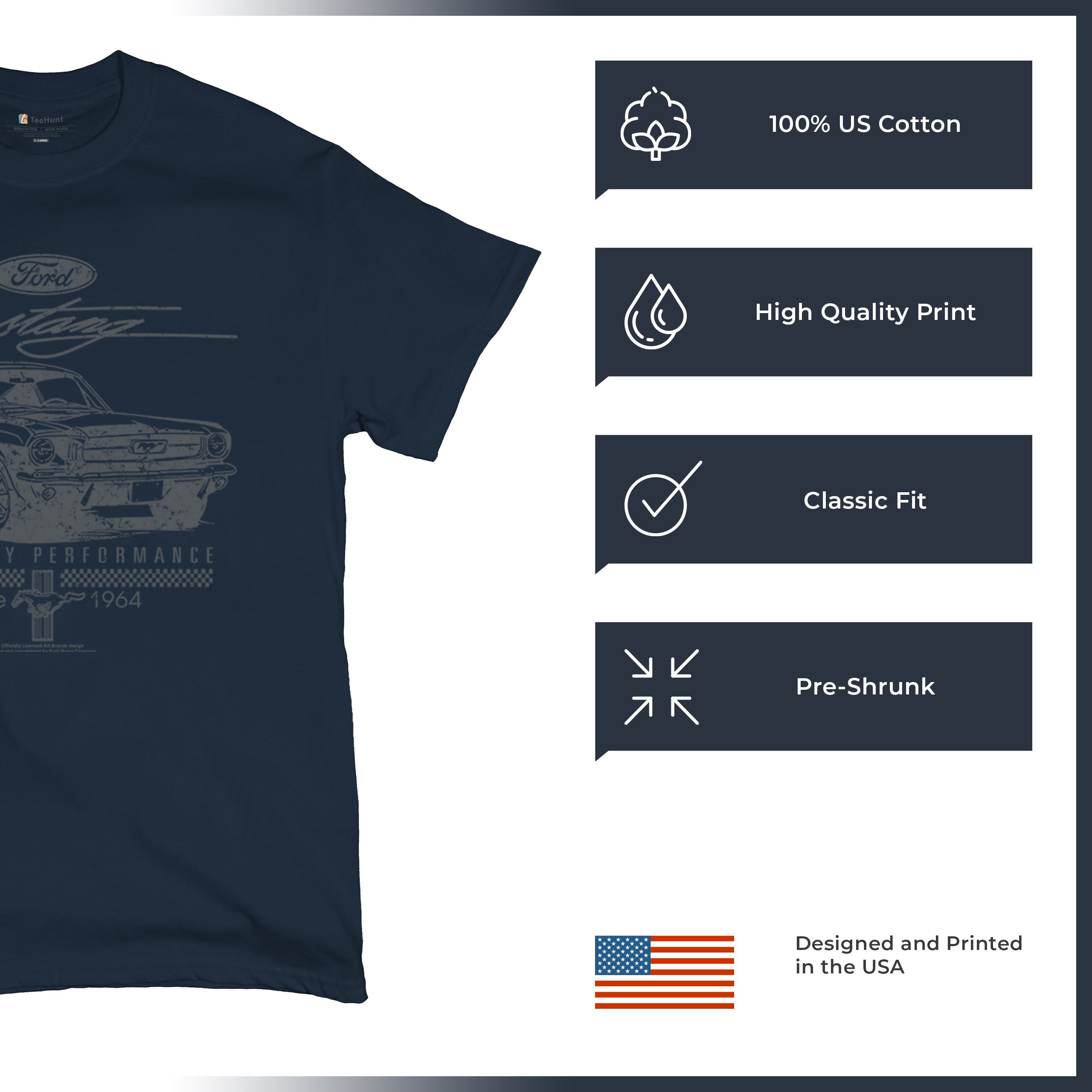 Mustang Legendary Performance Since Since 1964 T-shirt Ford Muscle Men's Tee - Picture 49 of 99
