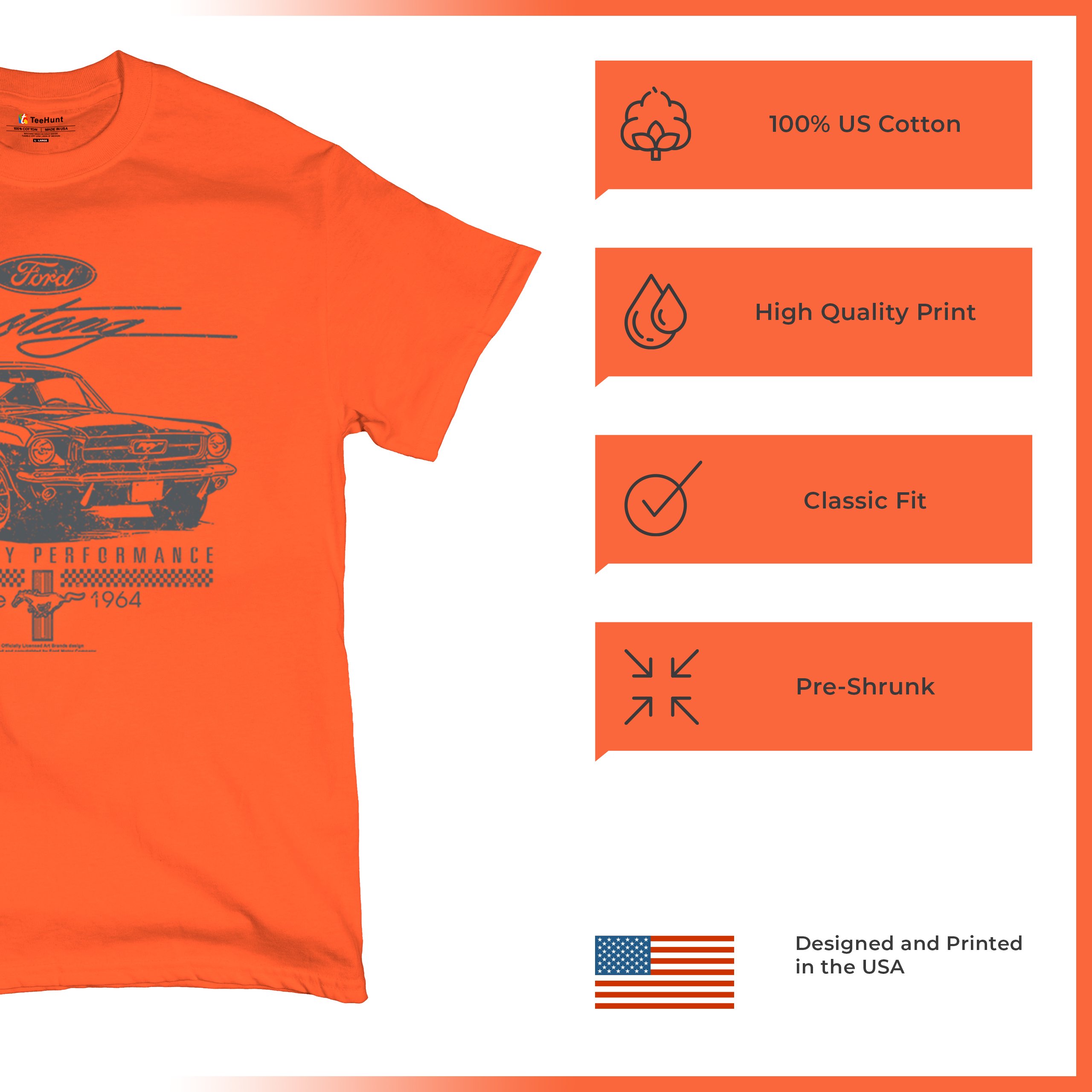 Mustang Legendary Performance Since Since 1964 T-shirt Ford Muscle Men's Tee - Picture 14 of 99